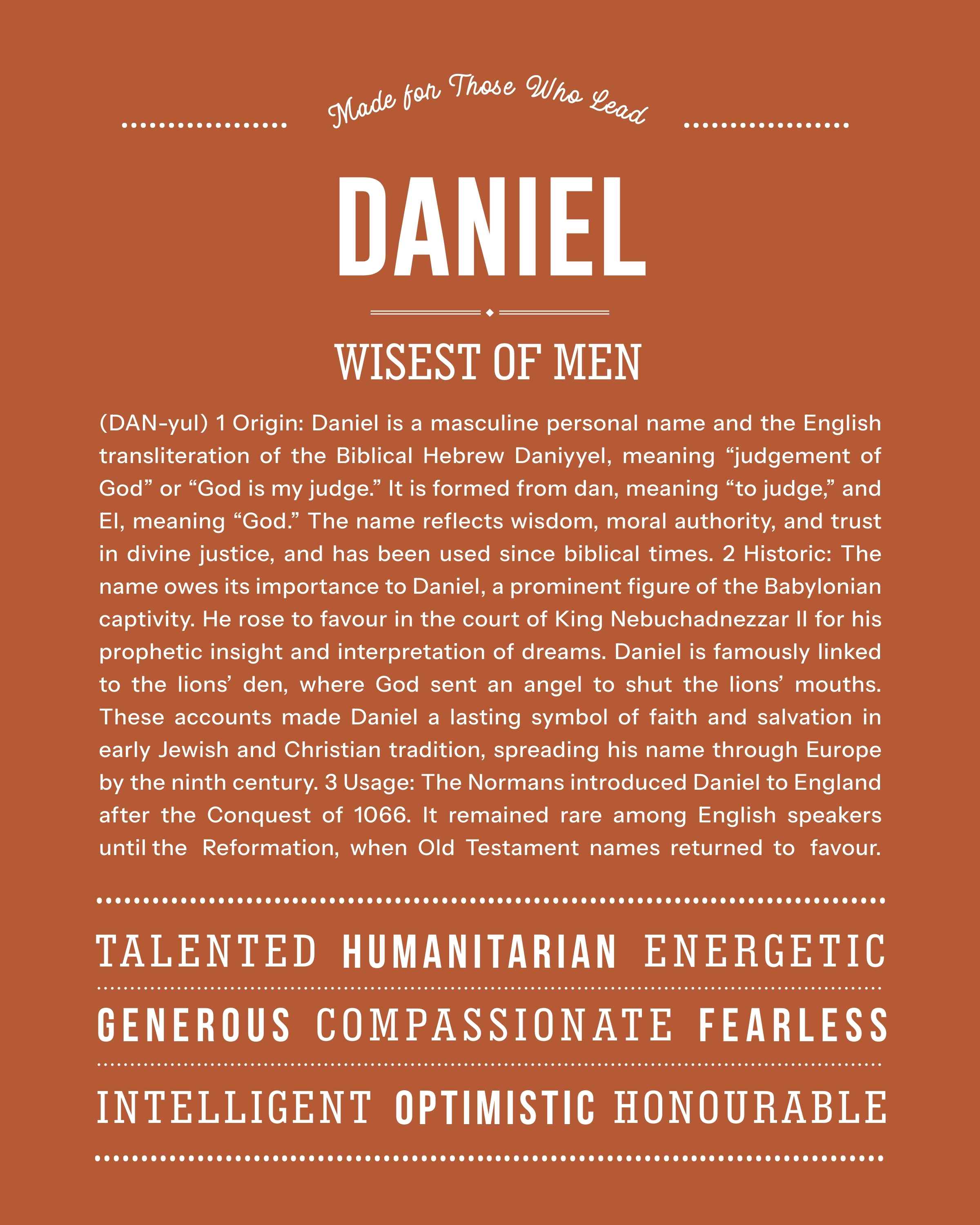 Daniel | Personalised Name Meaning Print – Custom Name Art Gift