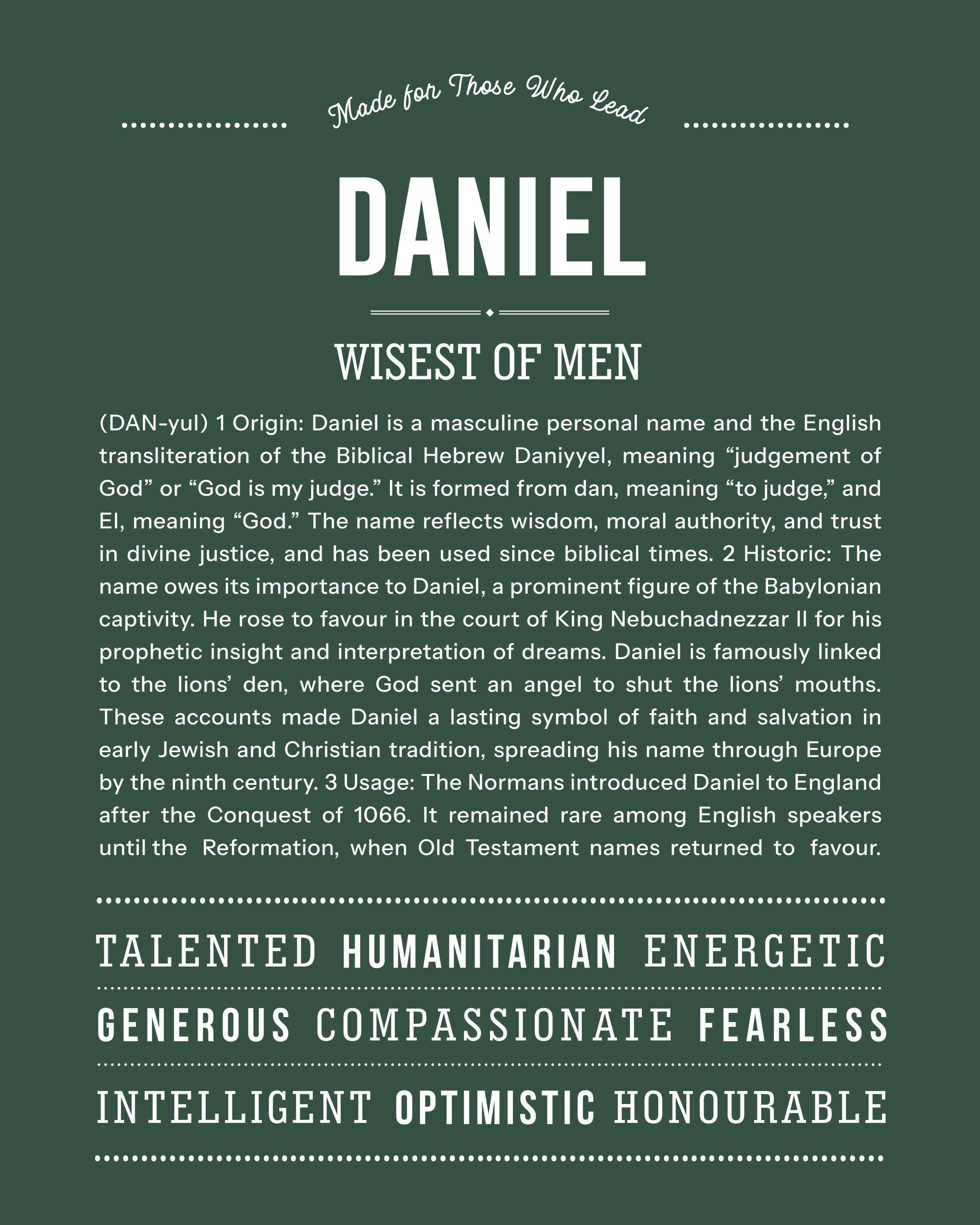 Daniel | Personalised Name Meaning Print – Custom Name Art Gift