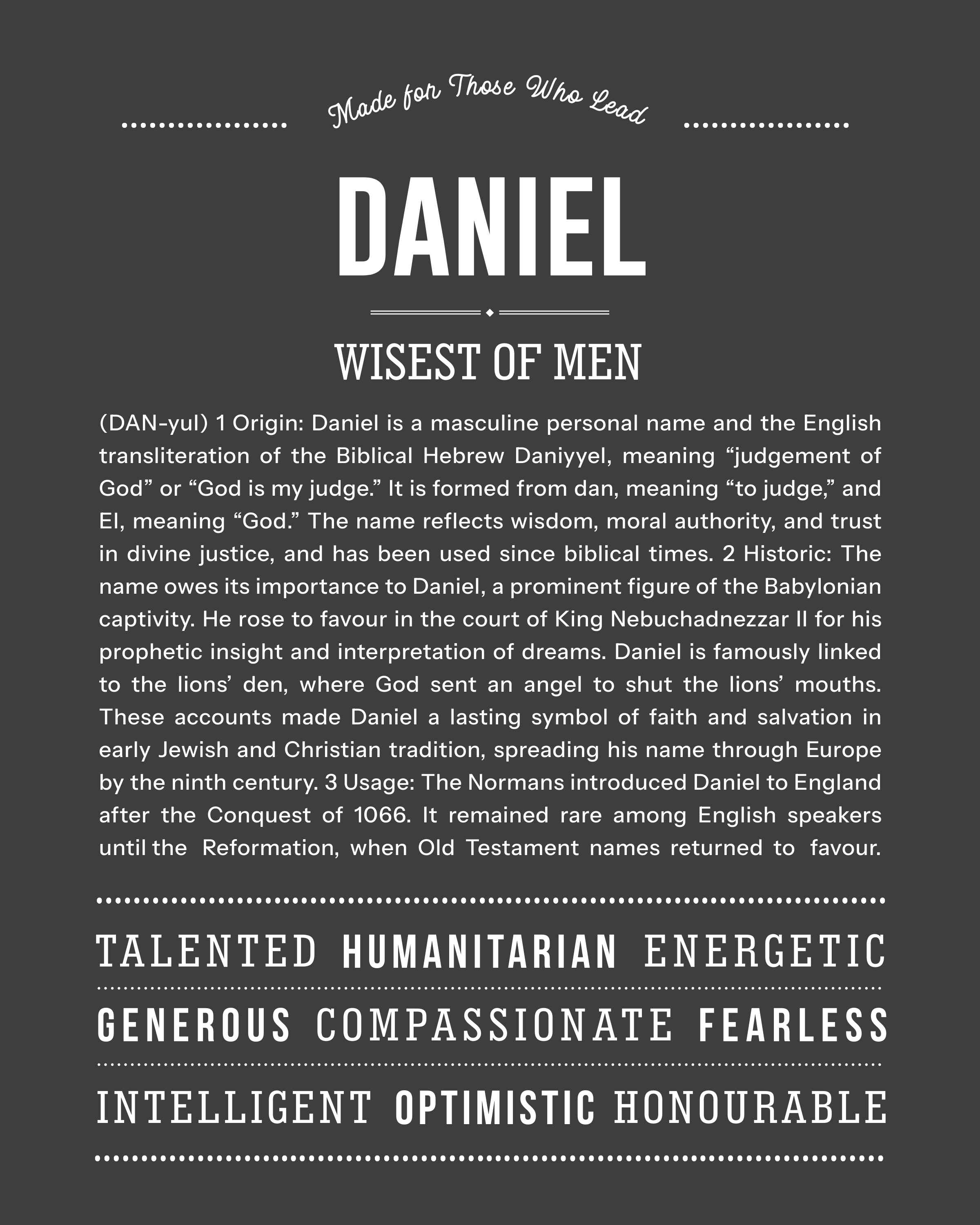 Daniel | Personalised Name Meaning Print – Custom Name Art Gift