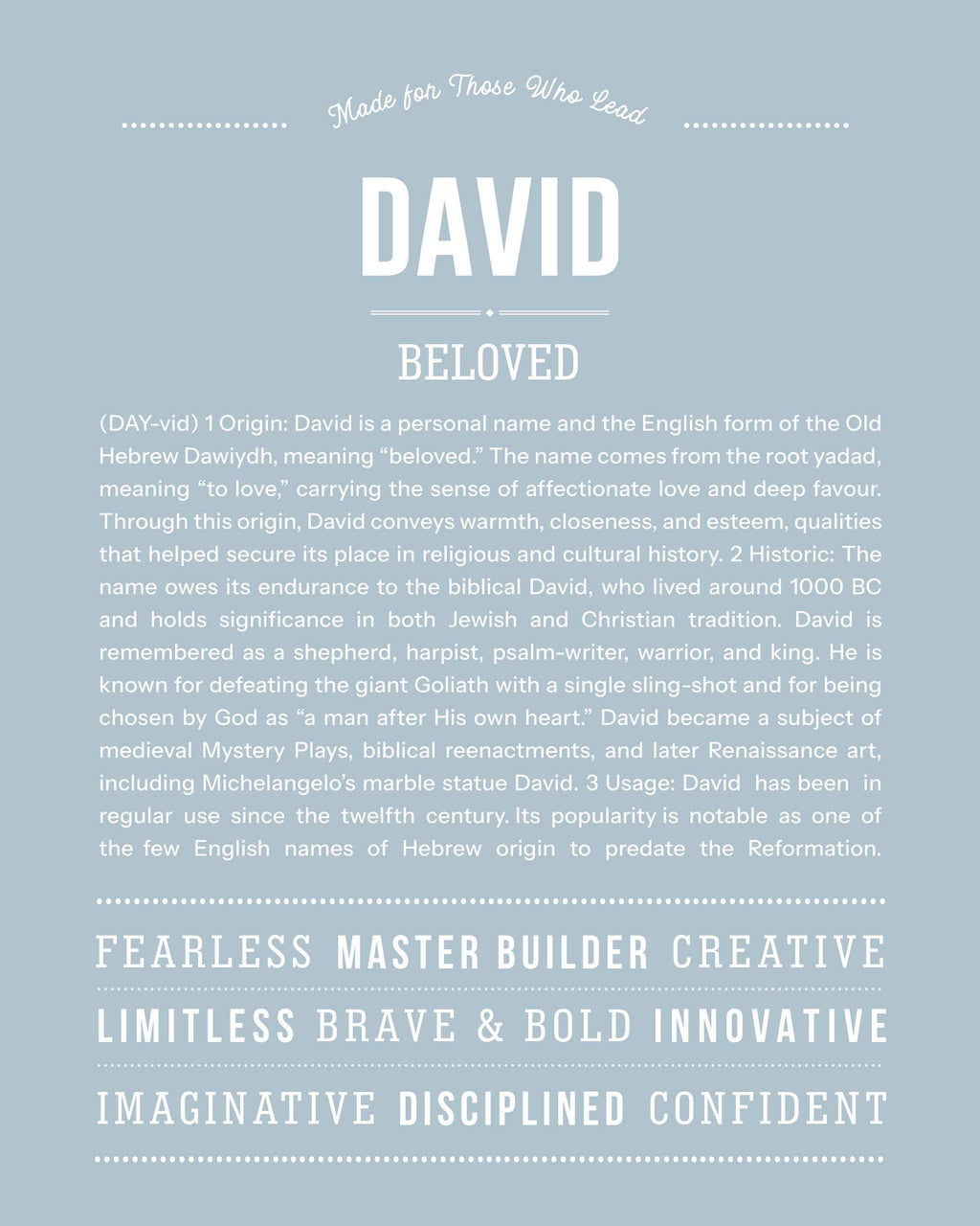 David | Personalised Name Meaning Print – Custom Name Art Gift