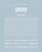 David | Personalised Name Meaning Print – Custom Name Art Gift