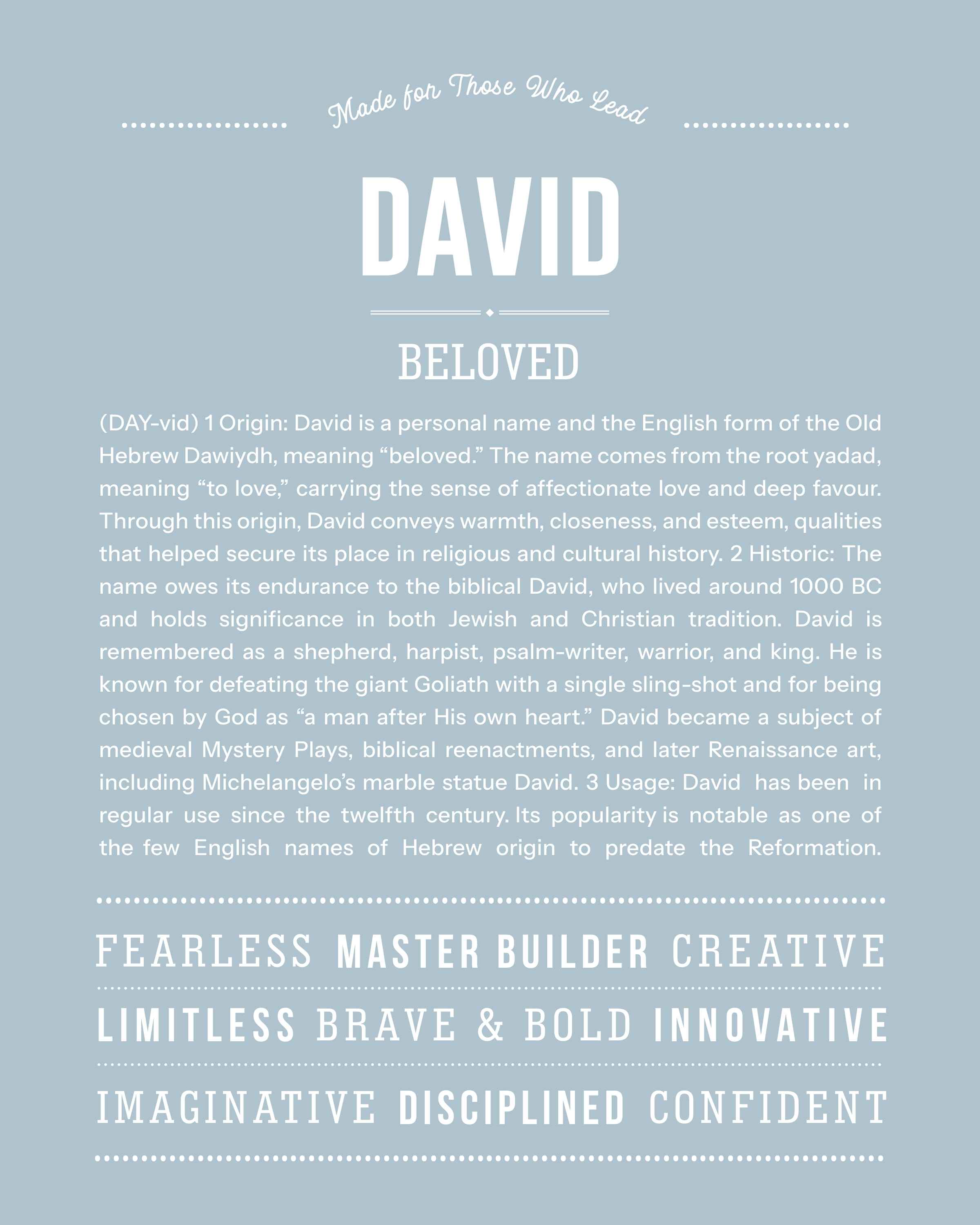 David | Personalised Name Meaning Print – Custom Name Art Gift