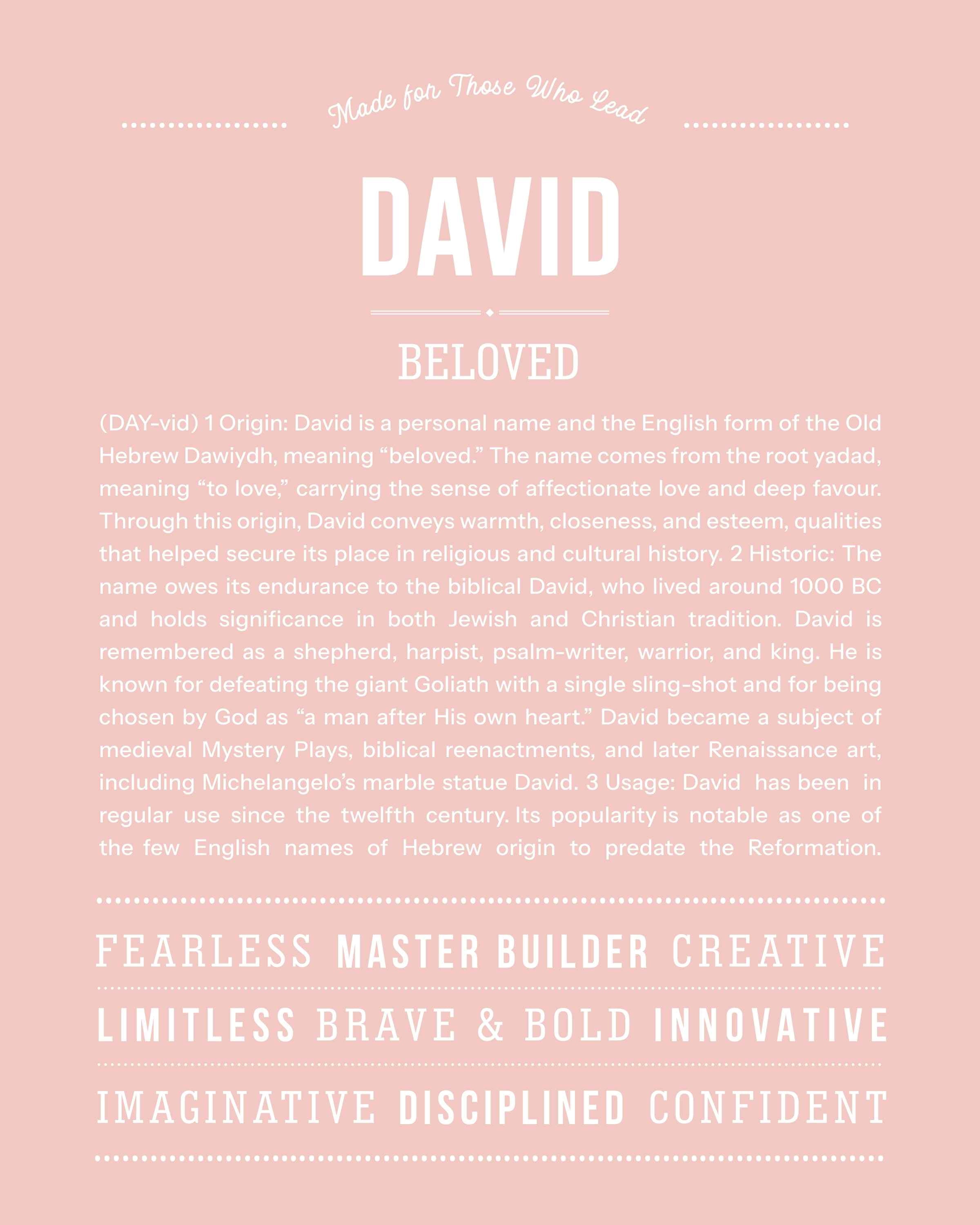 David | Personalised Name Meaning Print – Custom Name Art Gift