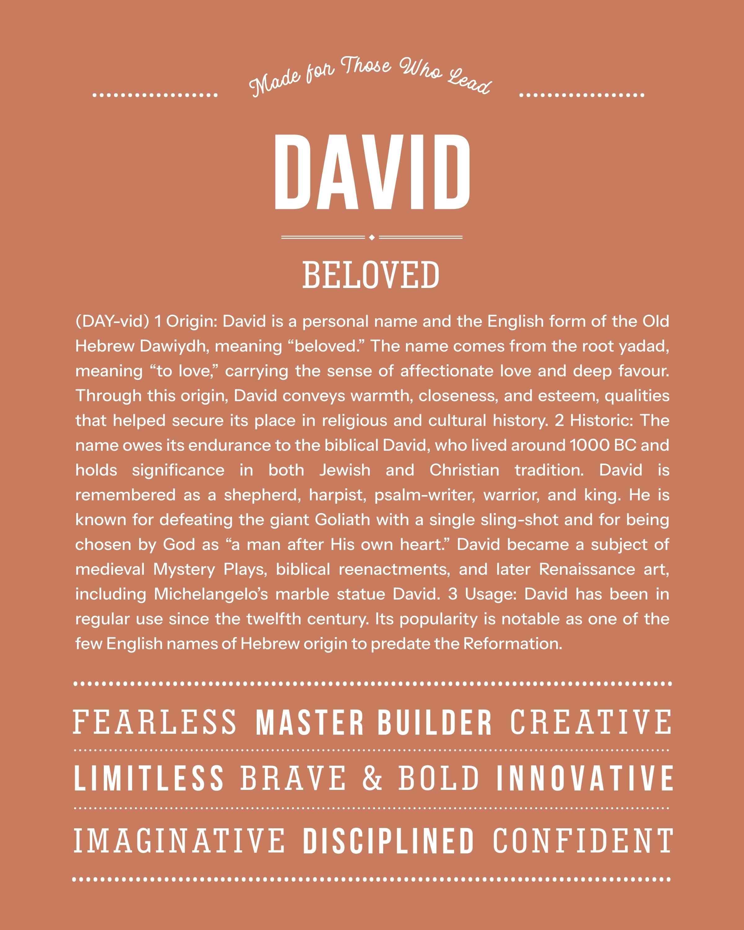 David | Personalised Name Meaning Print – Custom Name Art Gift