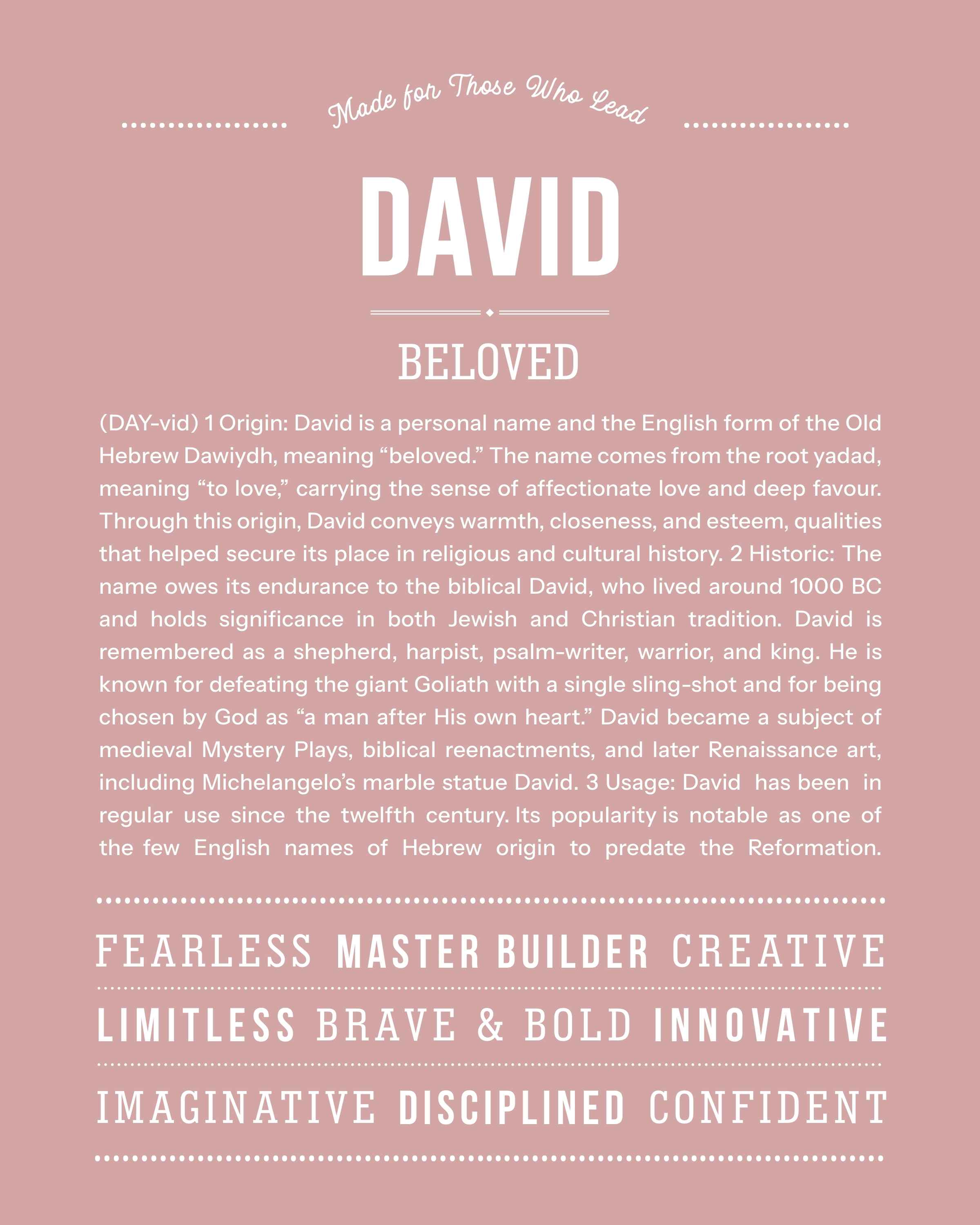 David | Personalised Name Meaning Print – Custom Name Art Gift
