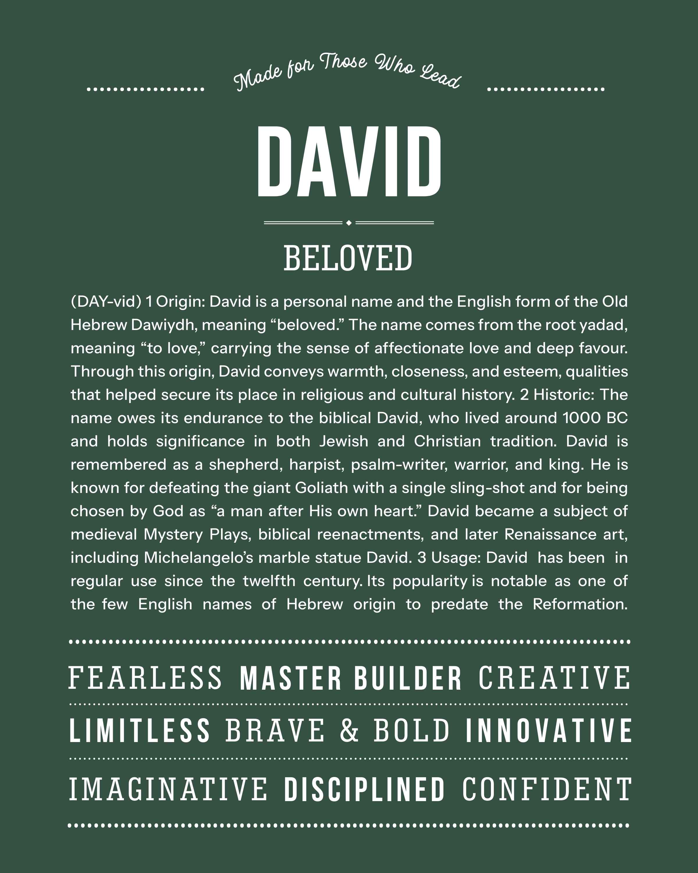 David | Personalised Name Meaning Print – Custom Name Art Gift