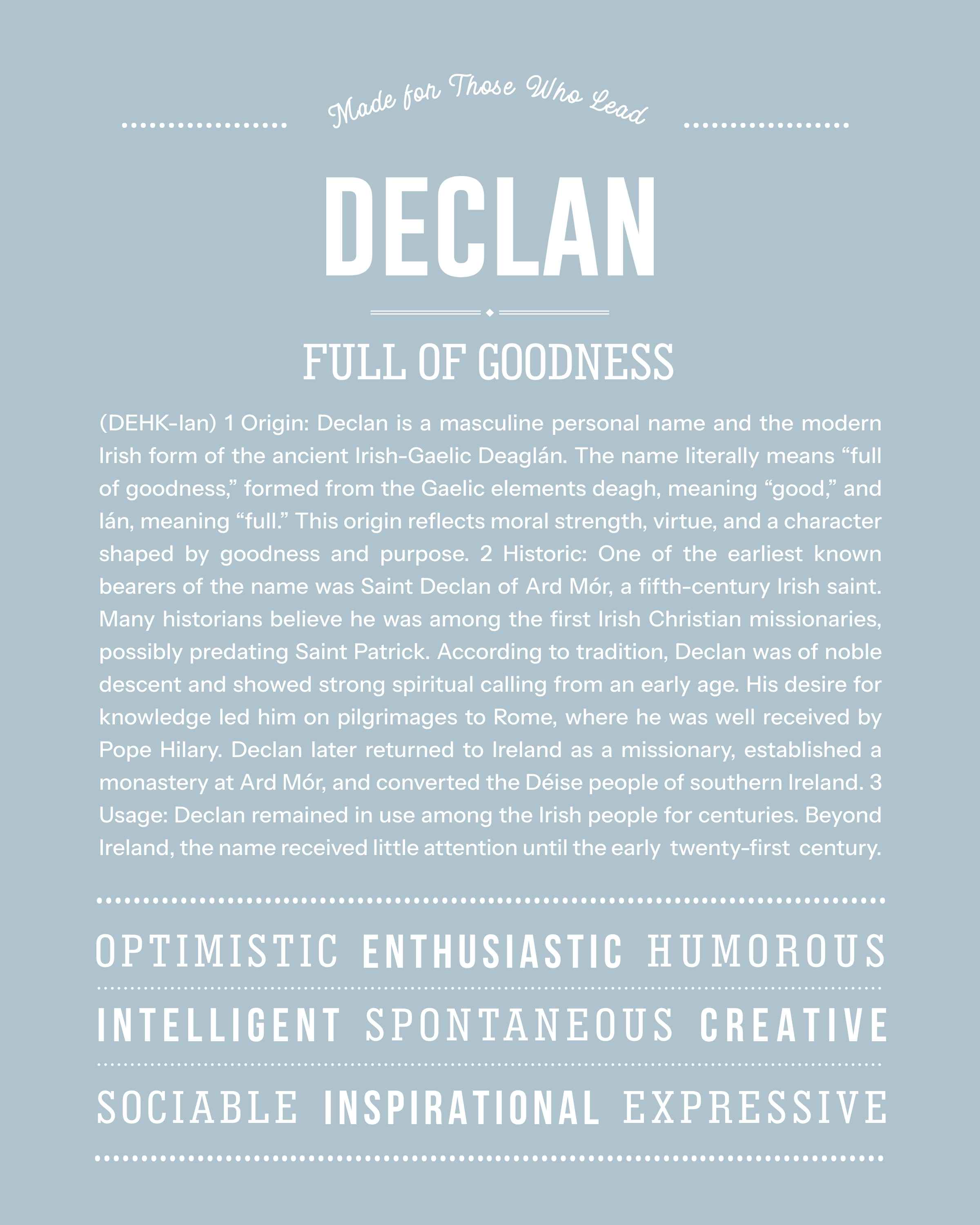 Declan | Personalised Name Meaning Print – Custom Name Art Gift