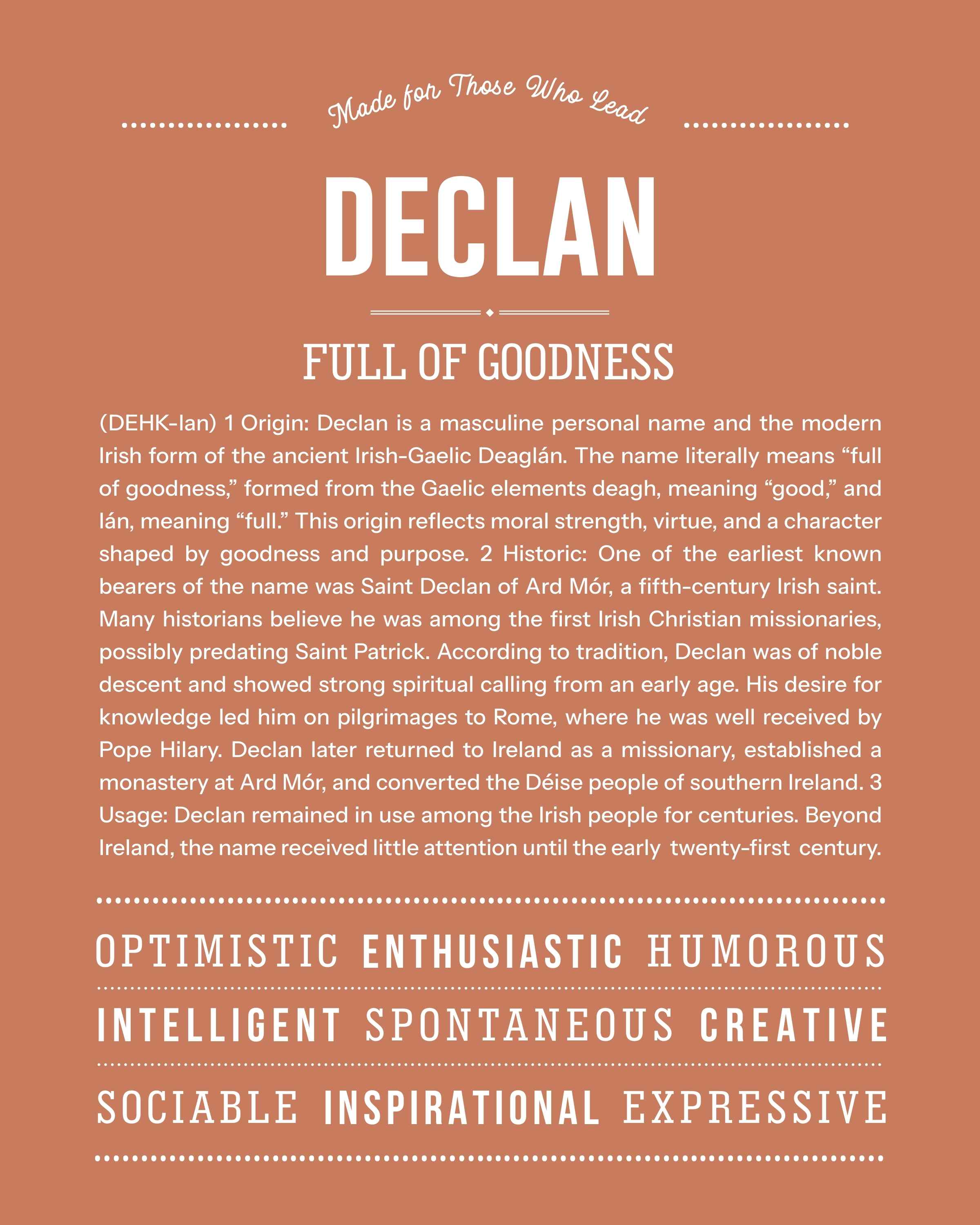 Declan | Personalised Name Meaning Print – Custom Name Art Gift