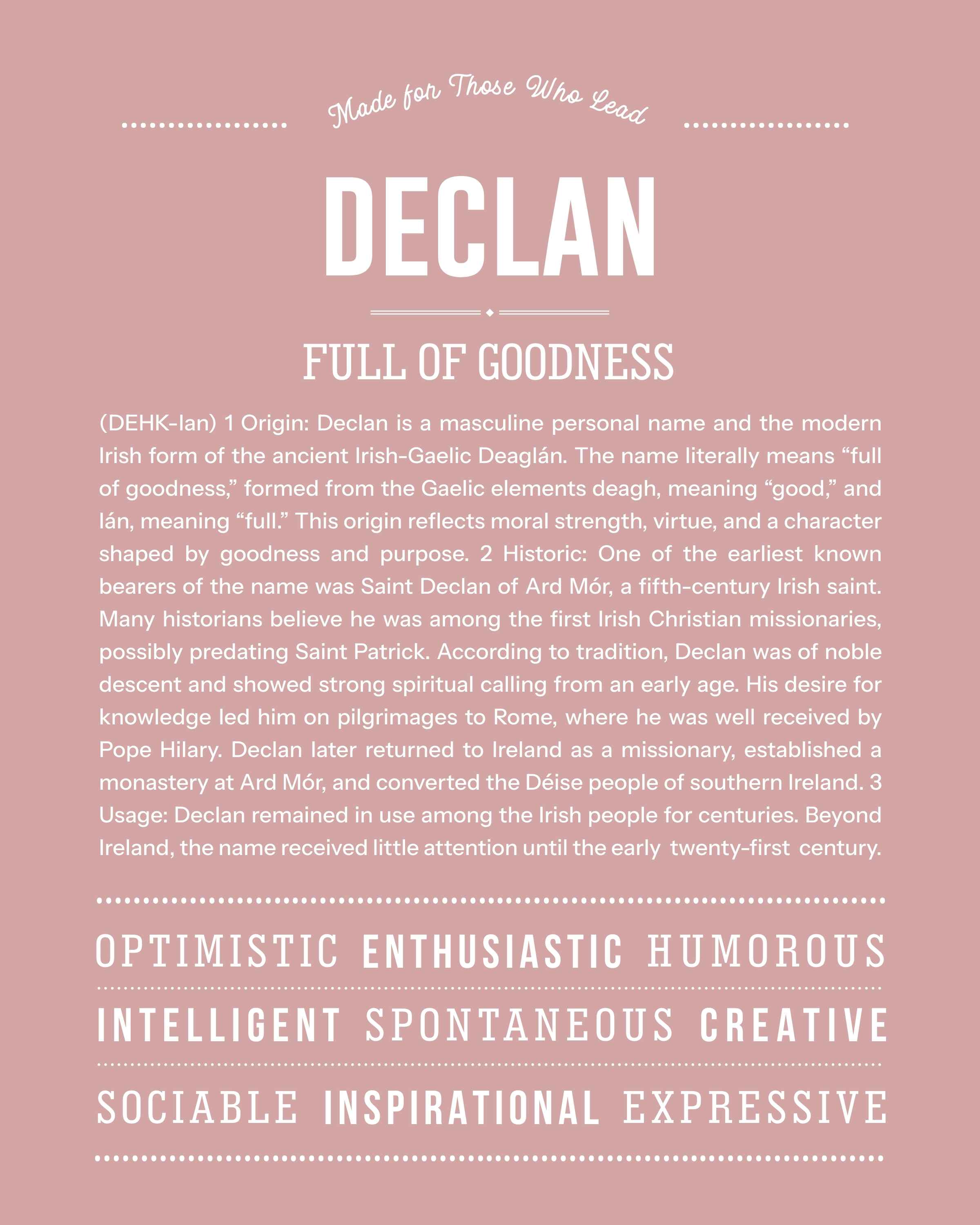 Declan | Personalised Name Meaning Print – Custom Name Art Gift