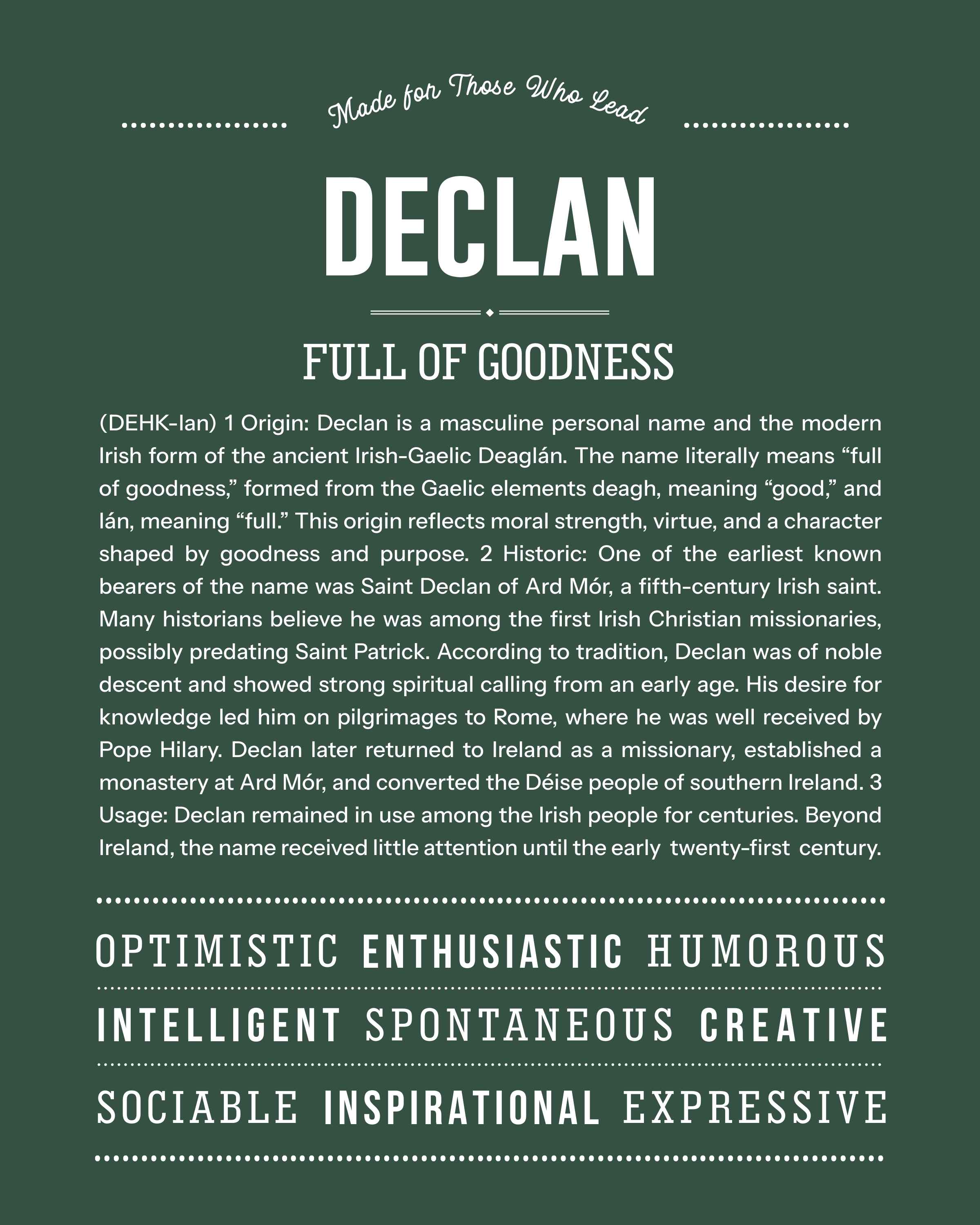Declan | Personalised Name Meaning Print – Custom Name Art Gift
