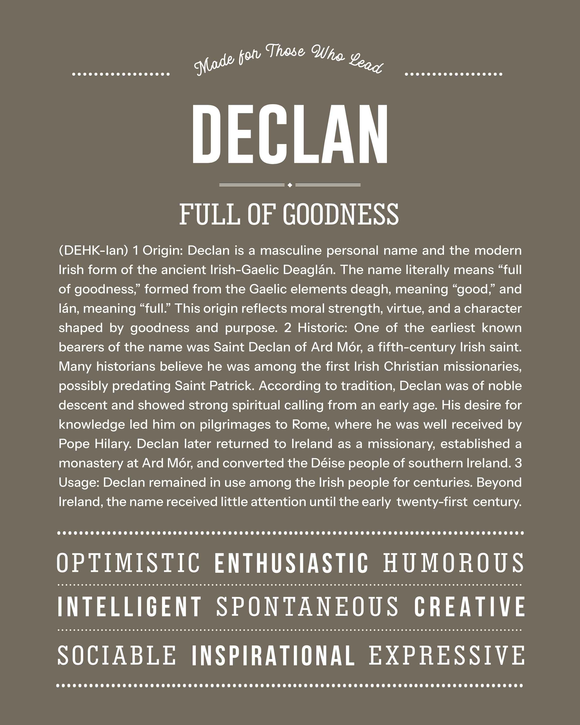 Declan | Personalised Name Meaning Print – Custom Name Art Gift