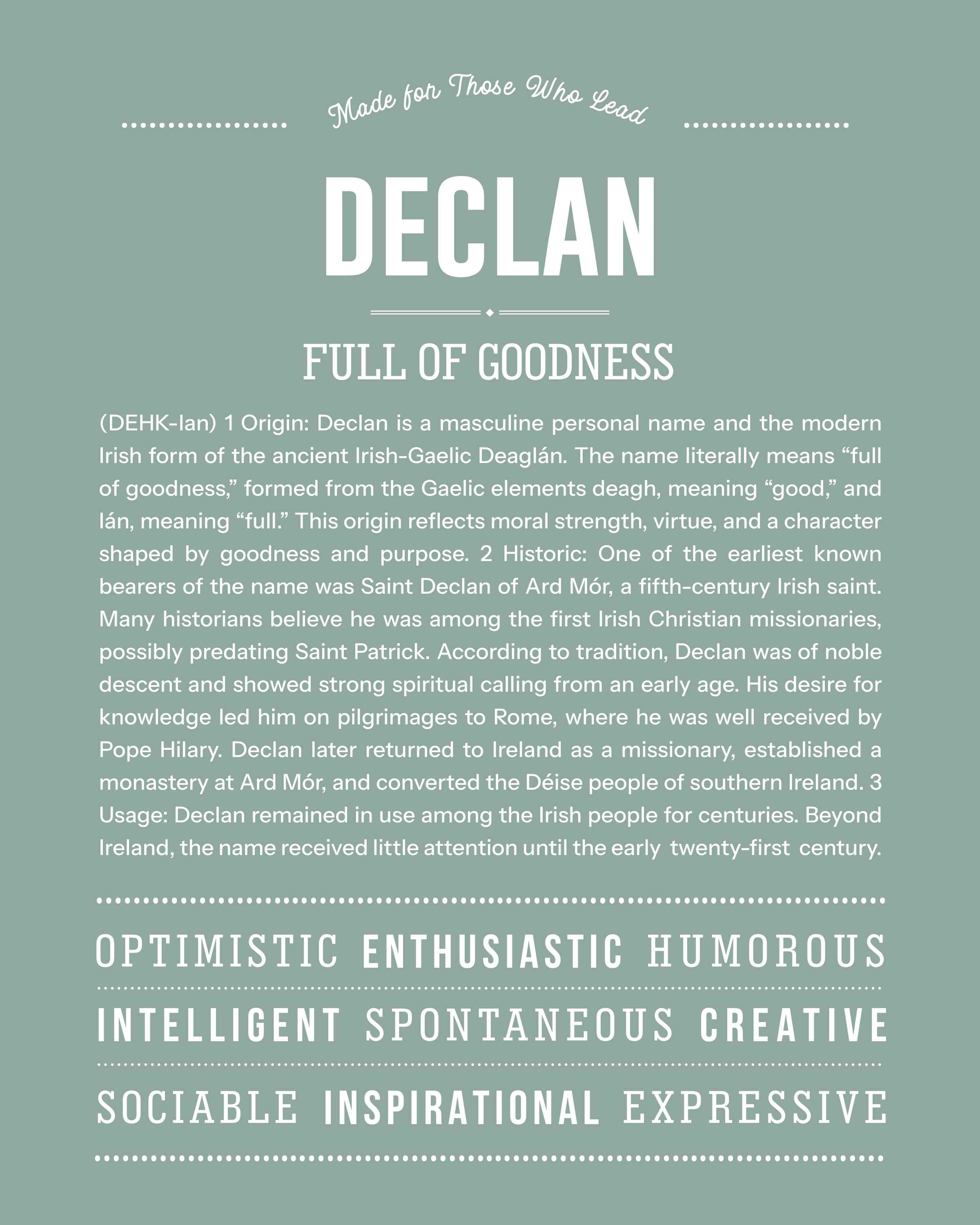 Declan | Personalised Name Meaning Print – Custom Name Art Gift