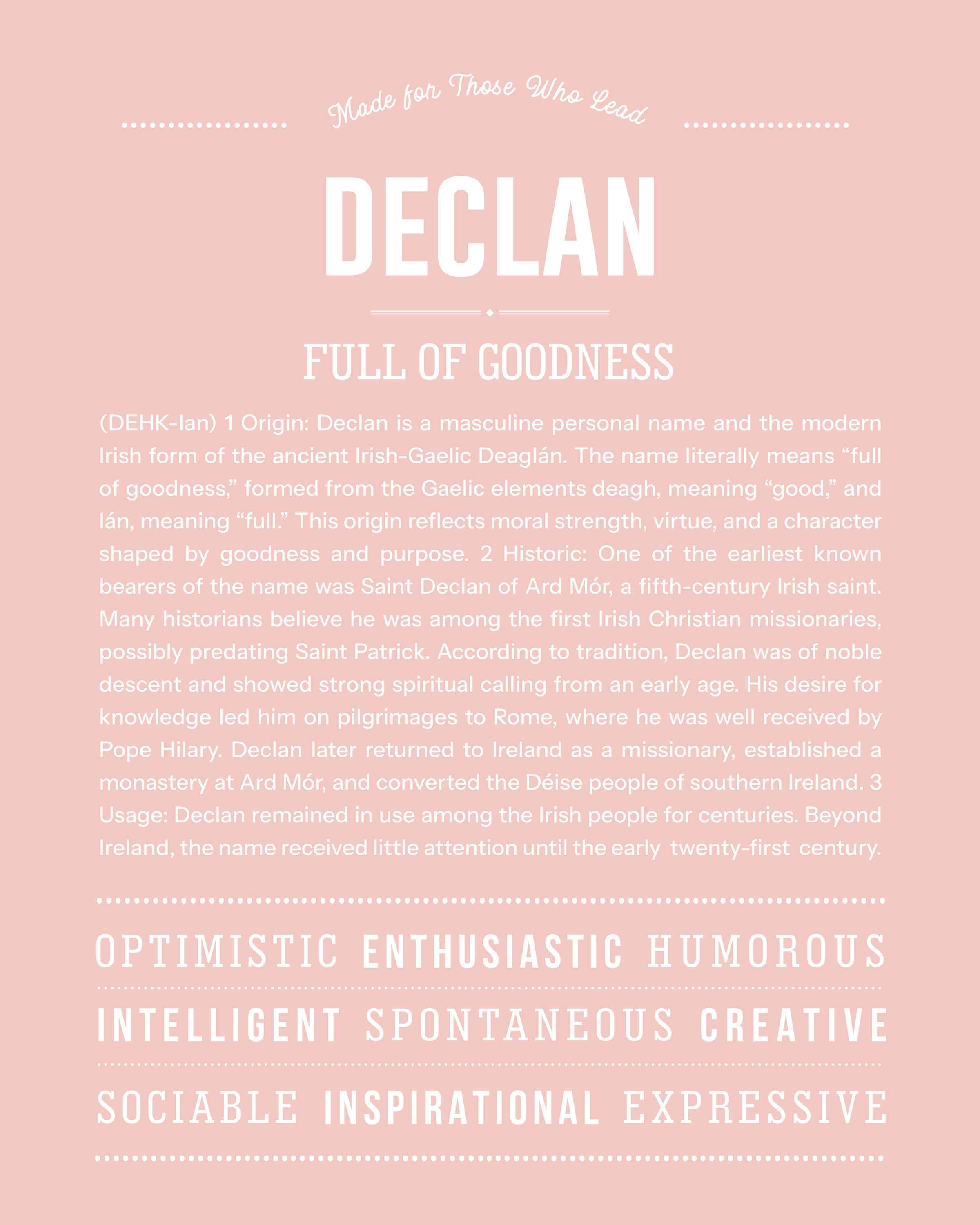 Declan | Personalised Name Meaning Print – Custom Name Art Gift
