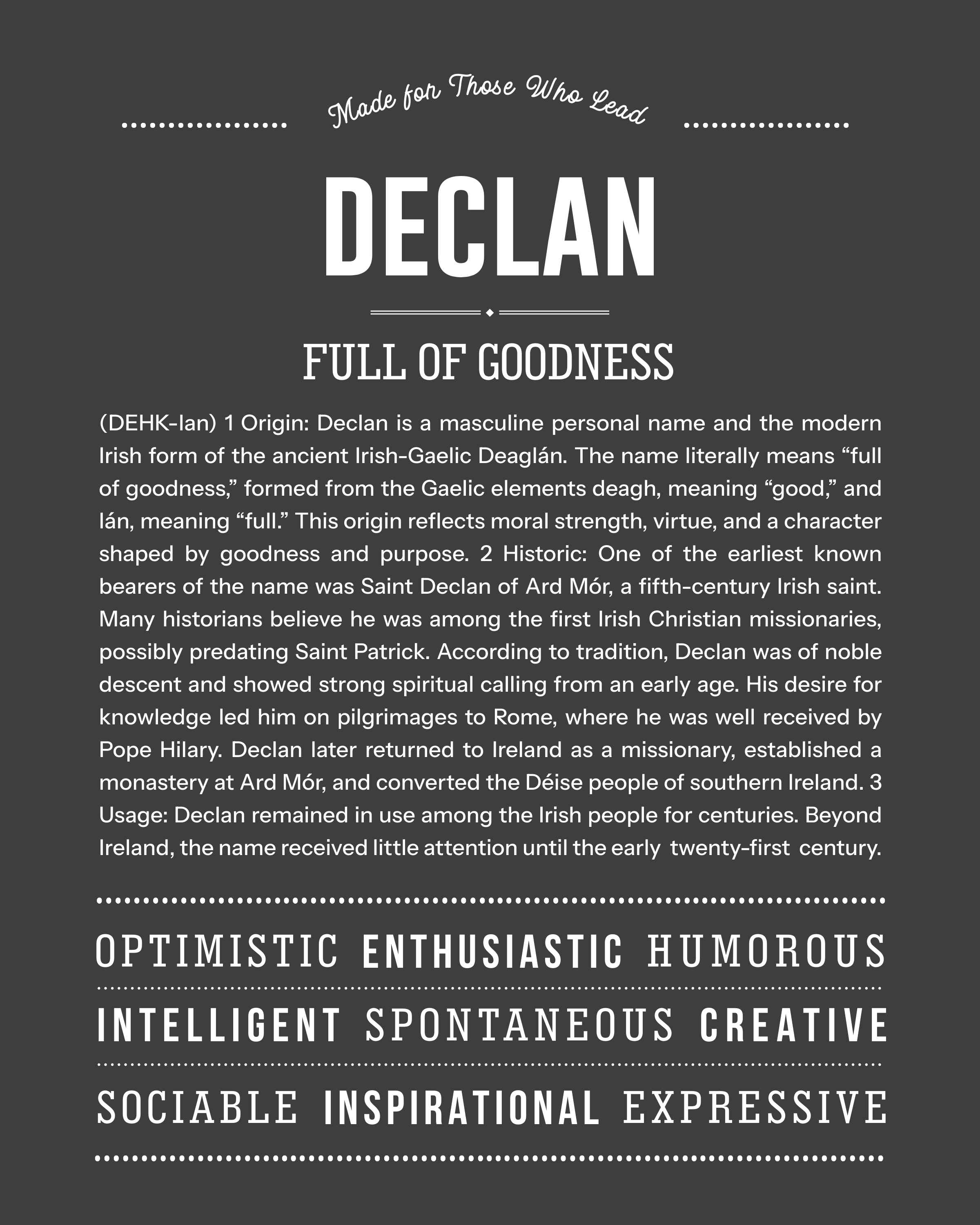 Declan | Personalised Name Meaning Print – Custom Name Art Gift