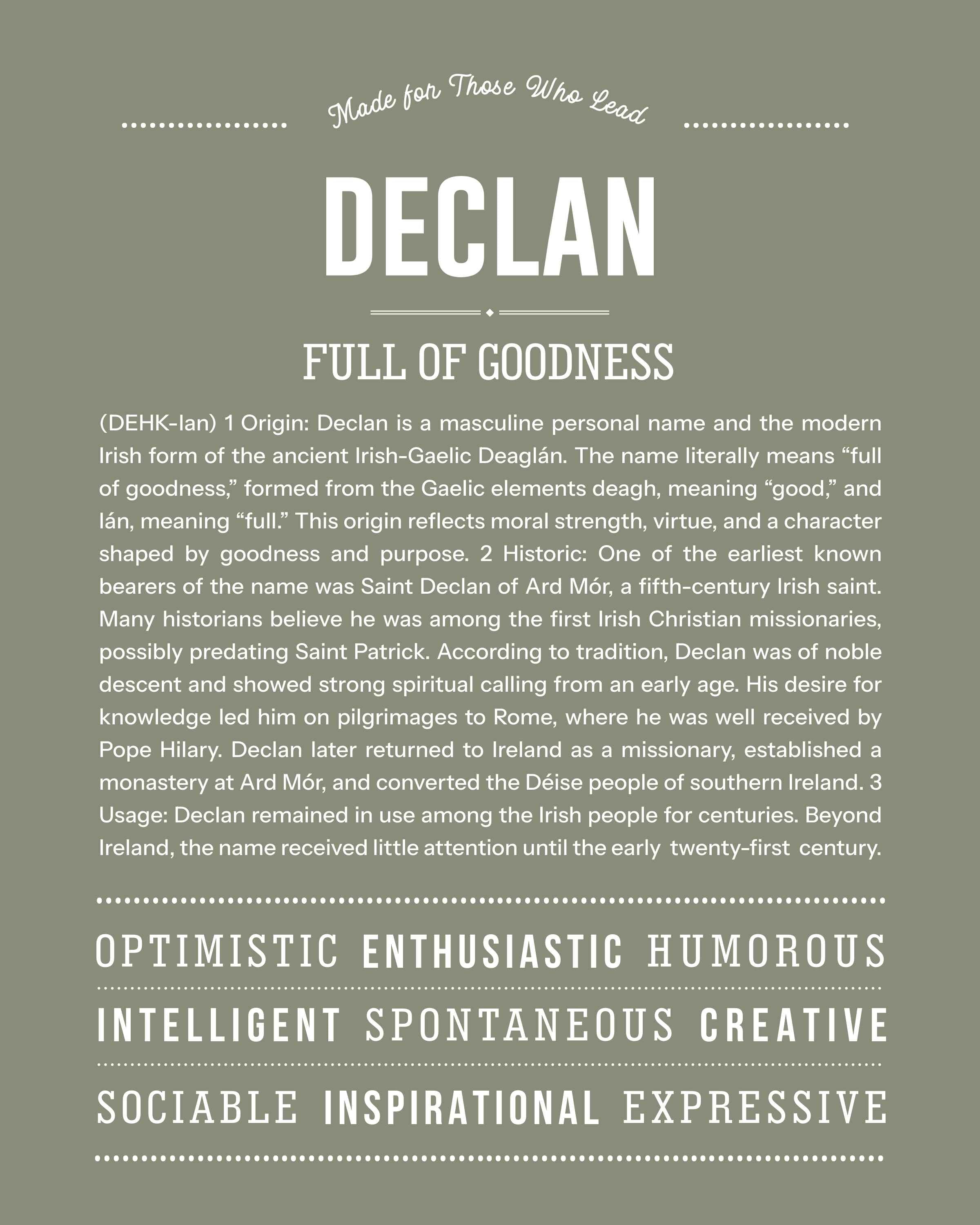 Declan | Personalised Name Meaning Print – Custom Name Art Gift