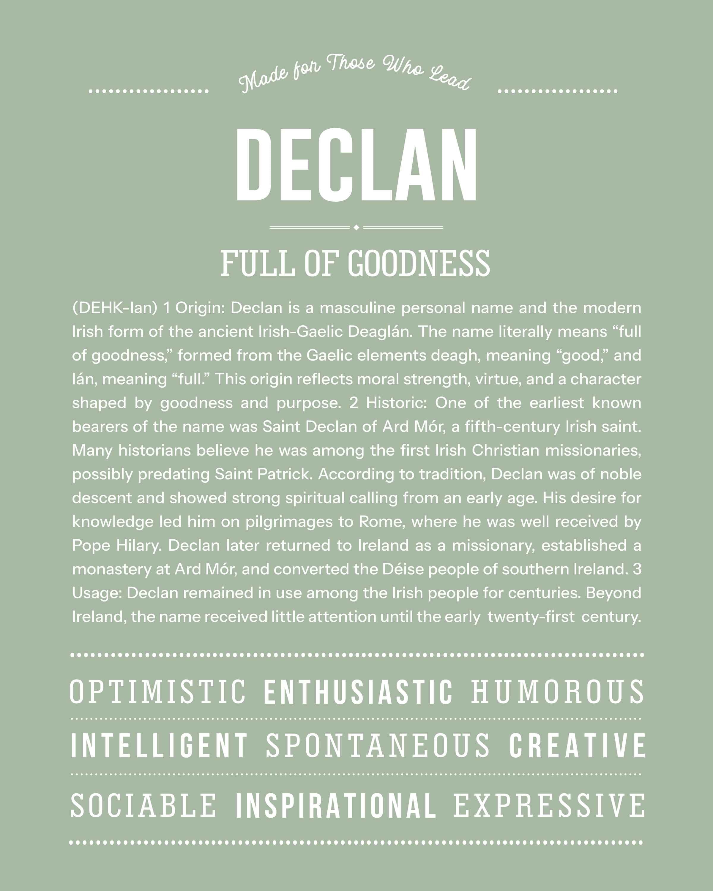 Declan | Personalised Name Meaning Print – Custom Name Art Gift