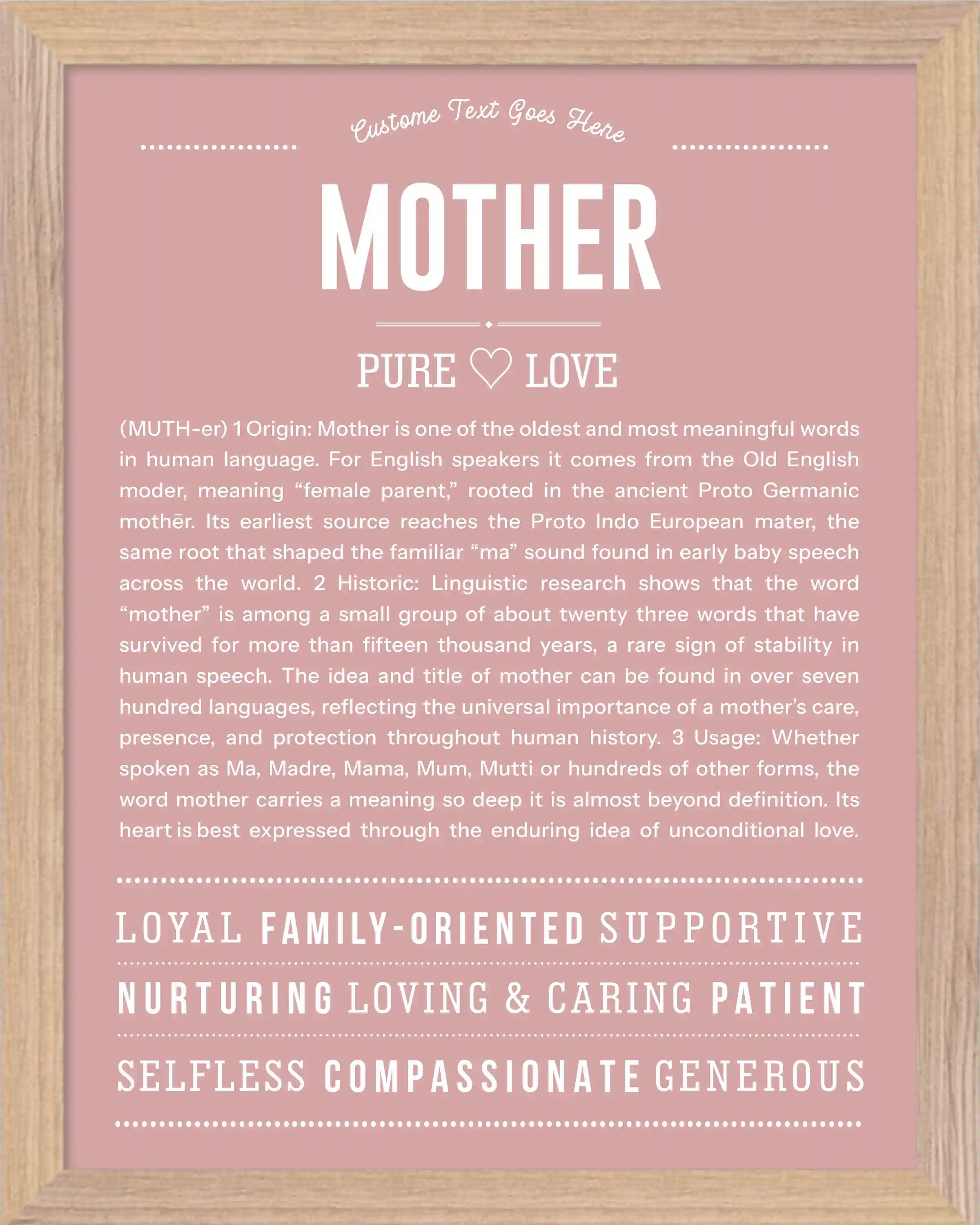 Mother | Personalised Name Meaning Print – Custom Name Art Gift