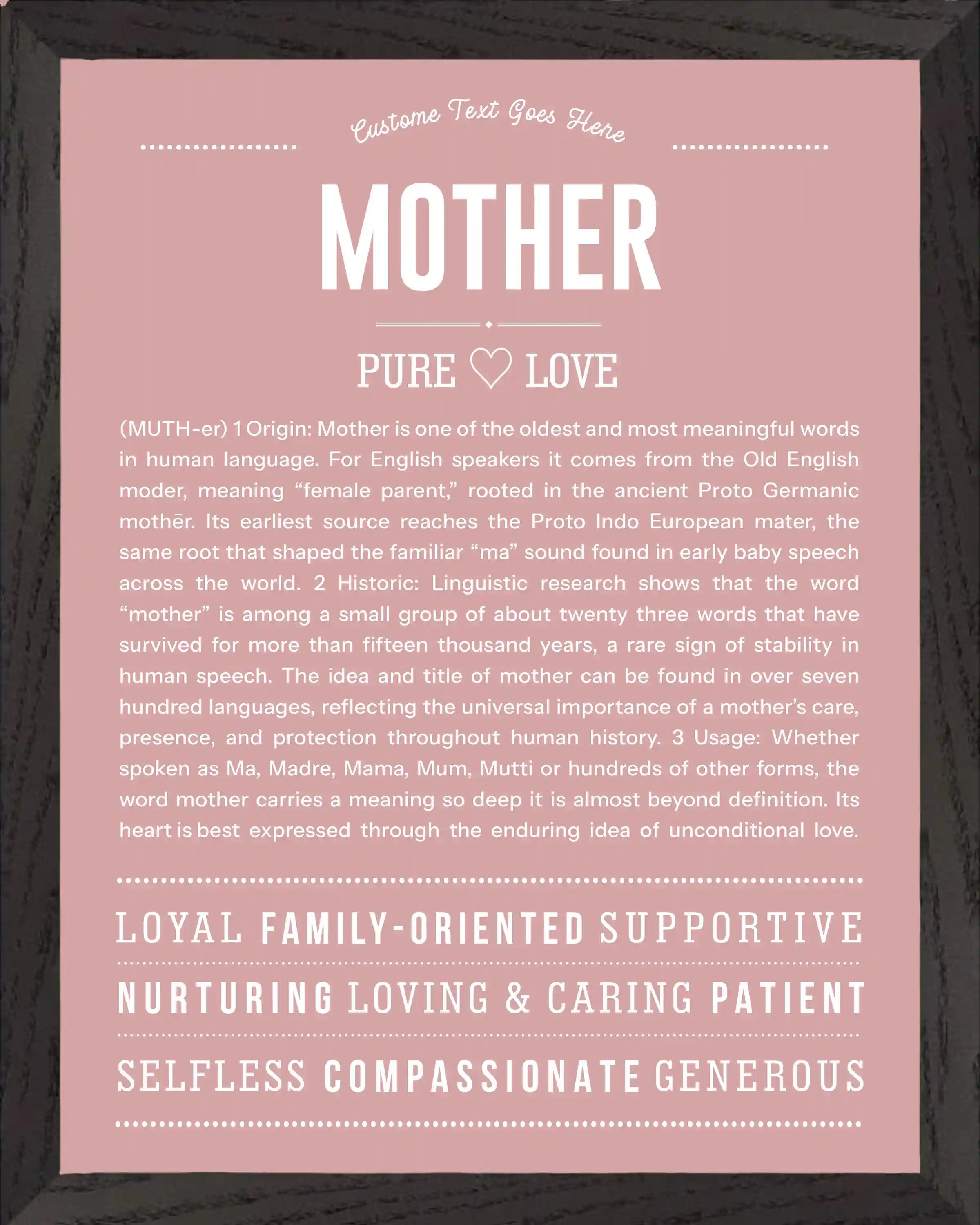 Mother | Personalised Name Meaning Print – Custom Name Art Gift