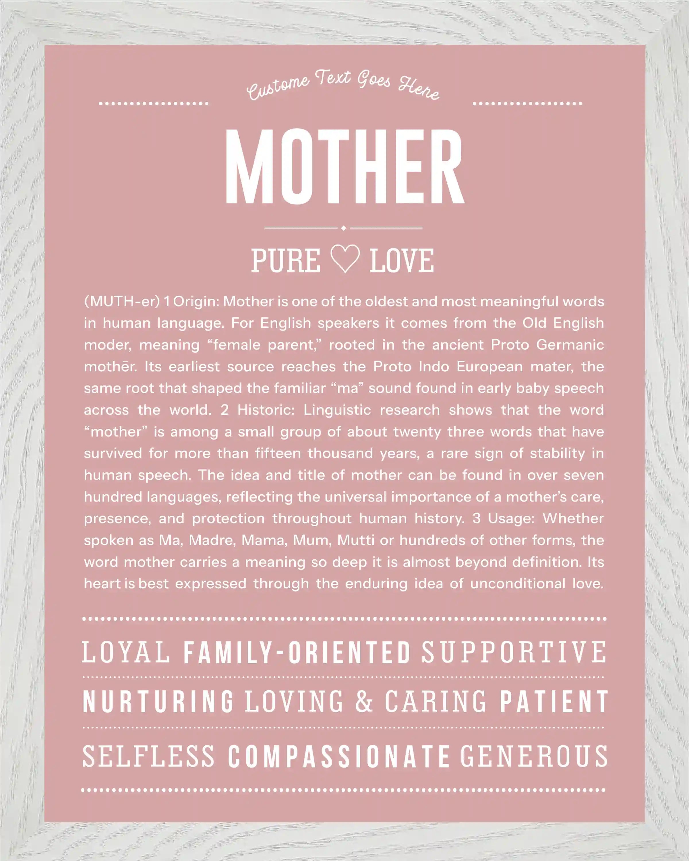 Mother | Personalised Name Meaning Print – Custom Name Art Gift