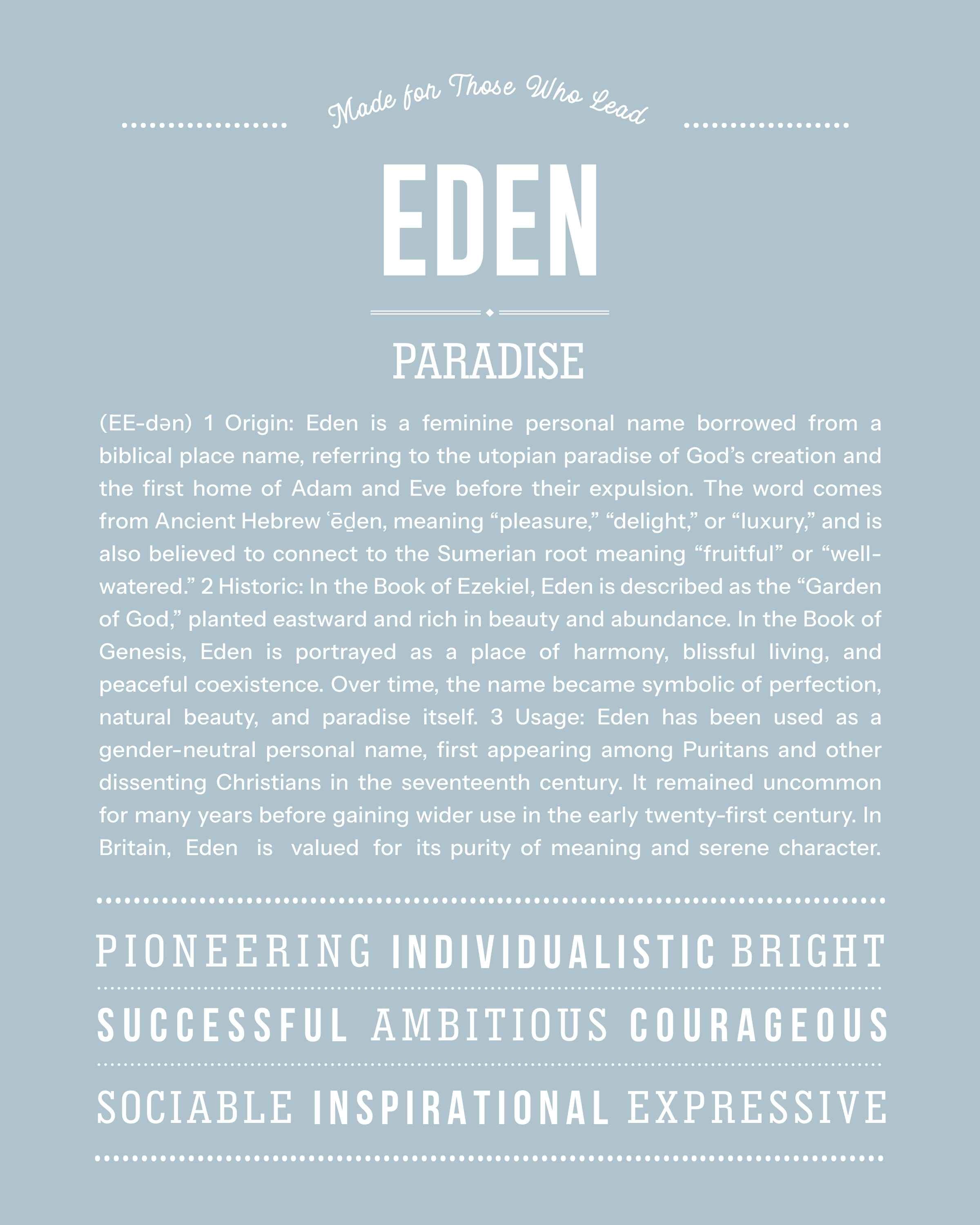 Eden (female) | Personalised Name Meaning Print – Custom Name Art Gift
