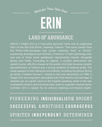 Erin (male) | Personalised Name Meaning Print – Custom Name Art Gift