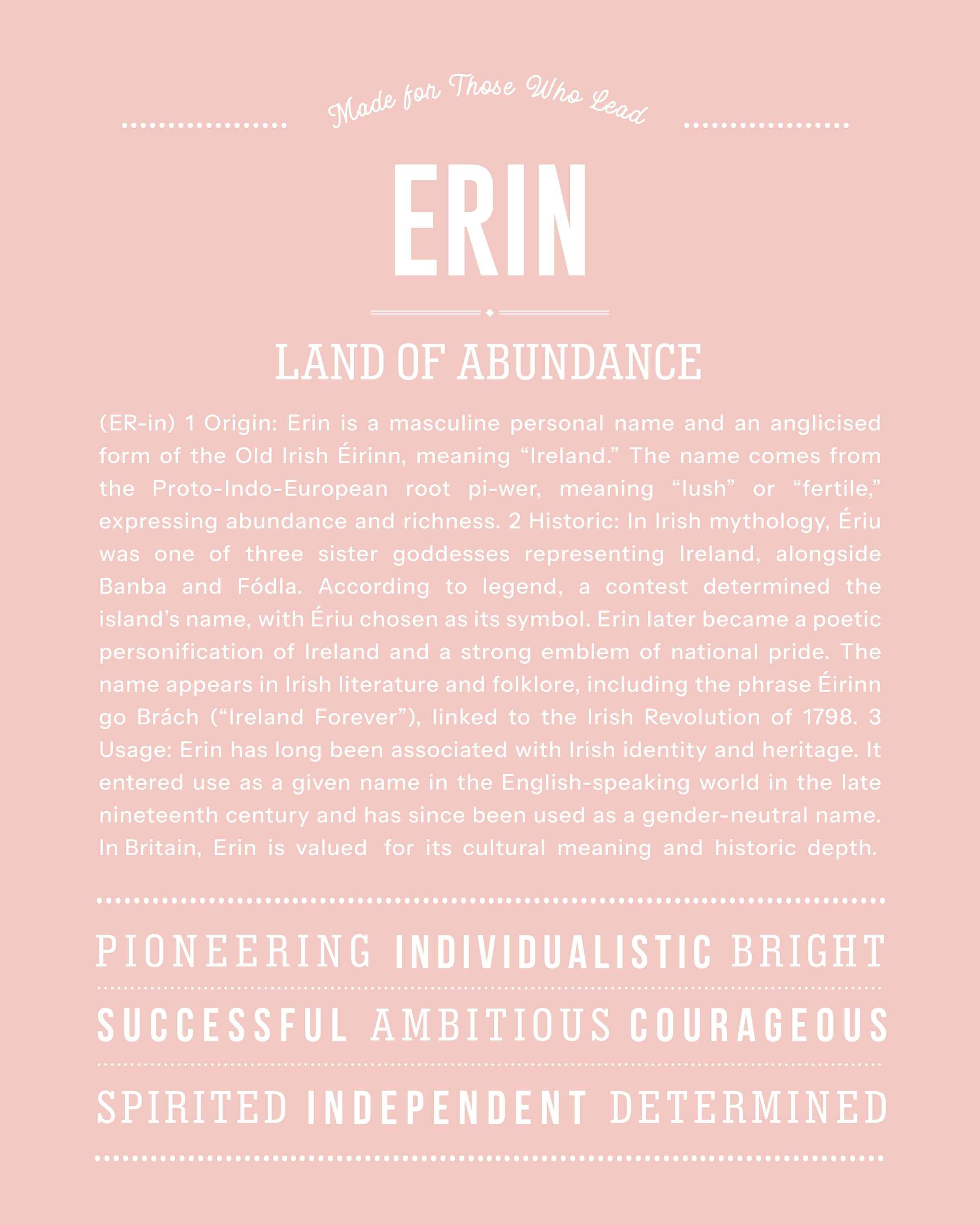 Erin (male) | Personalised Name Meaning Print – Custom Name Art Gift