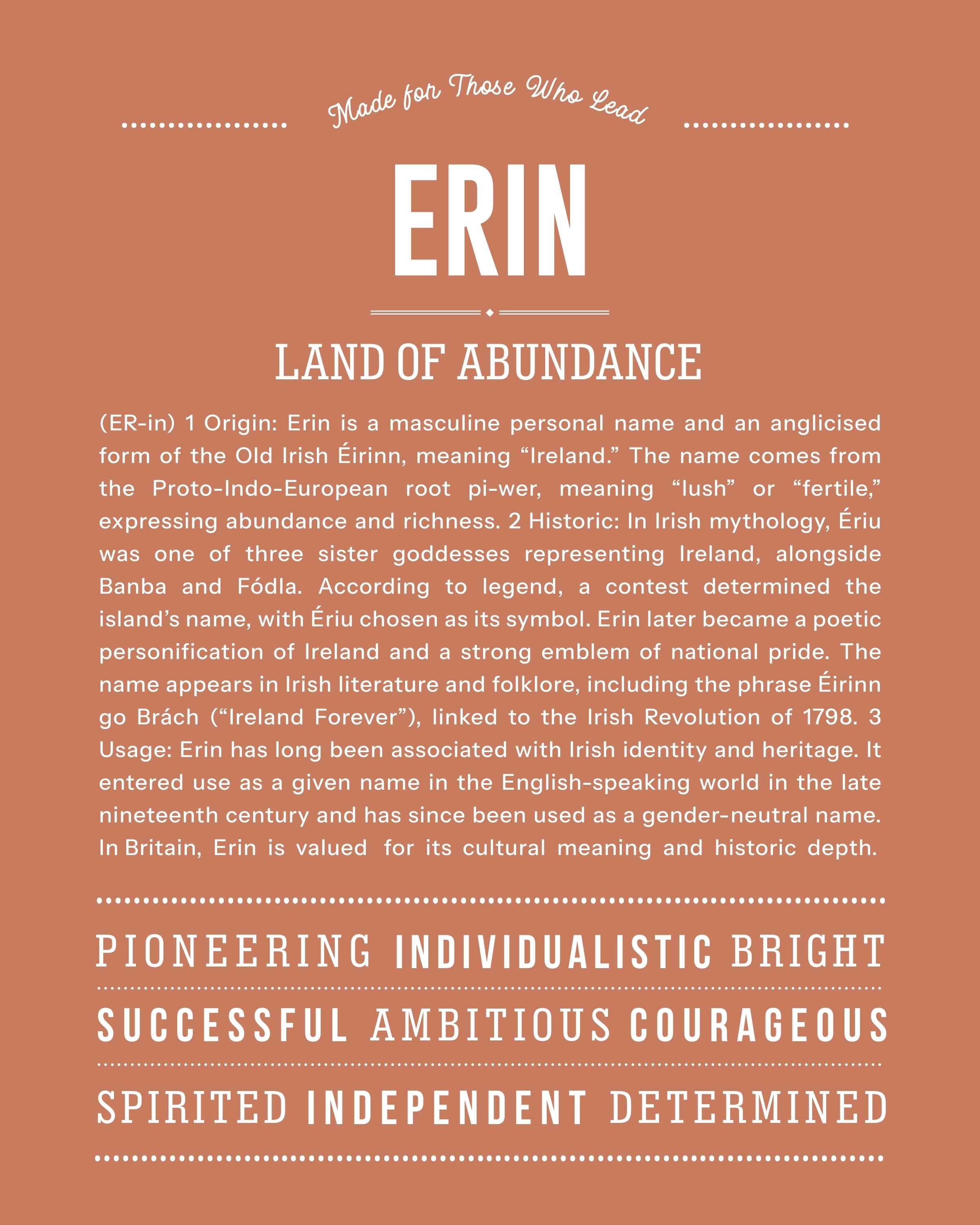 Erin (male) | Personalised Name Meaning Print – Custom Name Art Gift