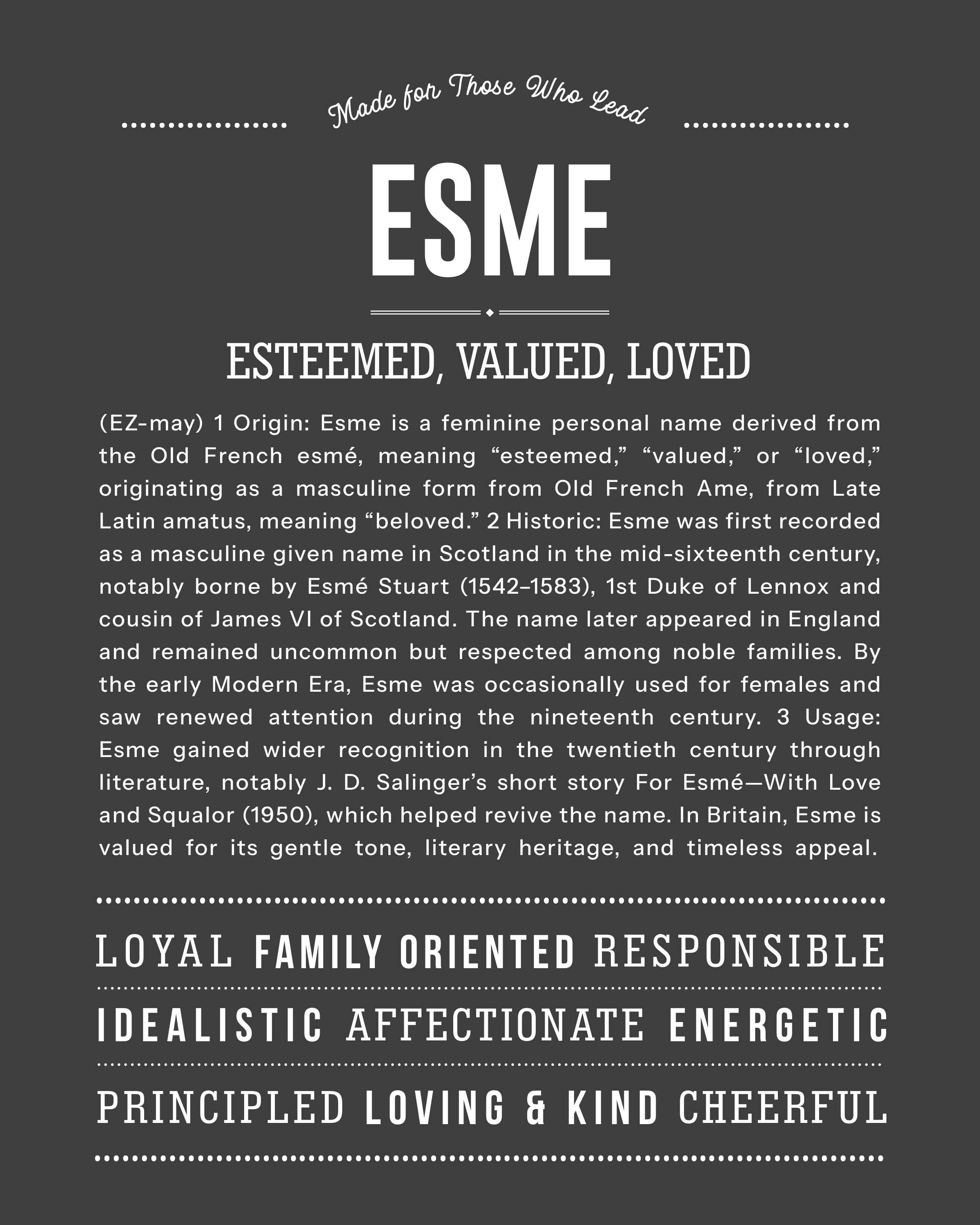 Esme | Personalised Name Meaning Print – Custom Name Art Gift