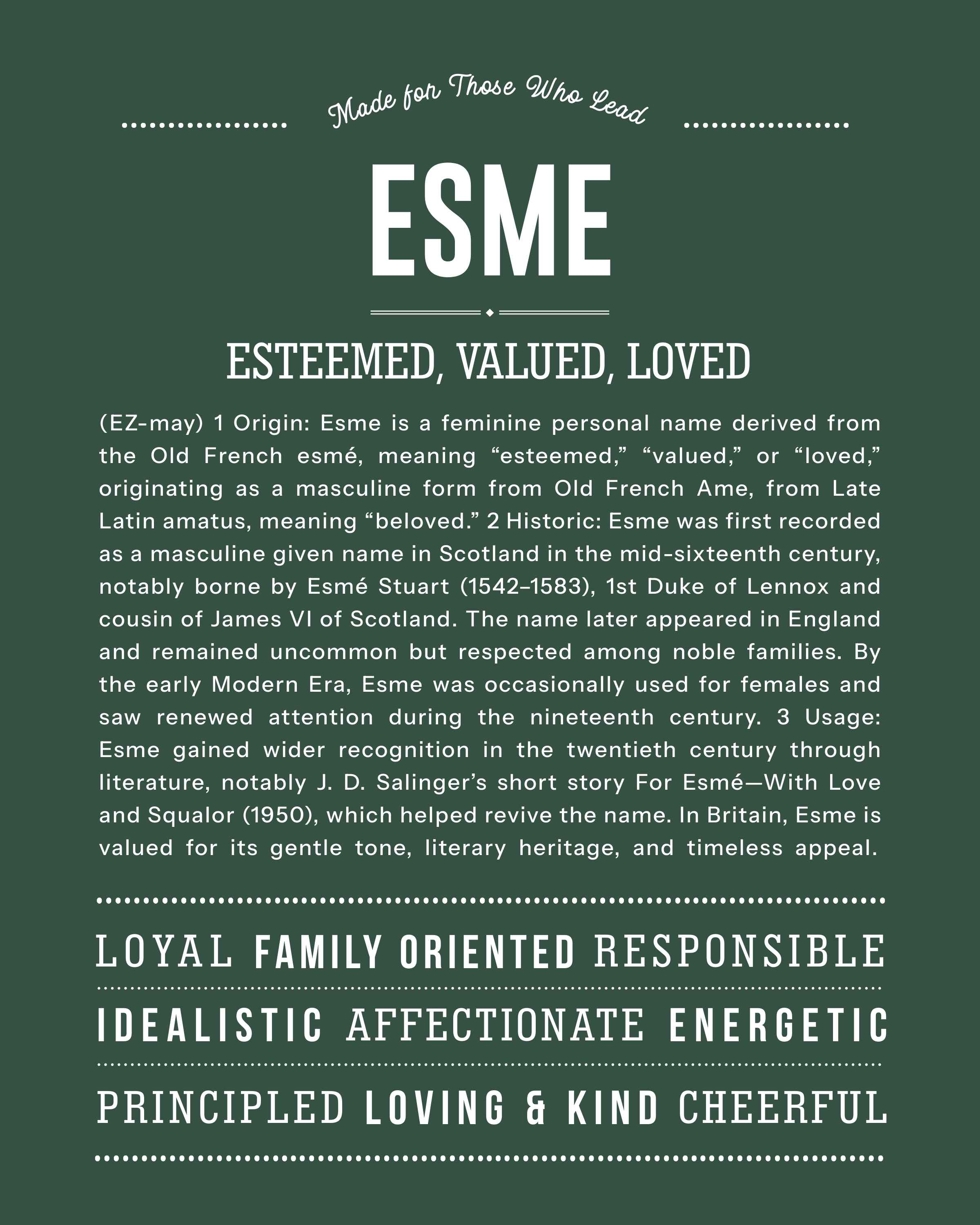 Esme | Personalised Name Meaning Print – Custom Name Art Gift