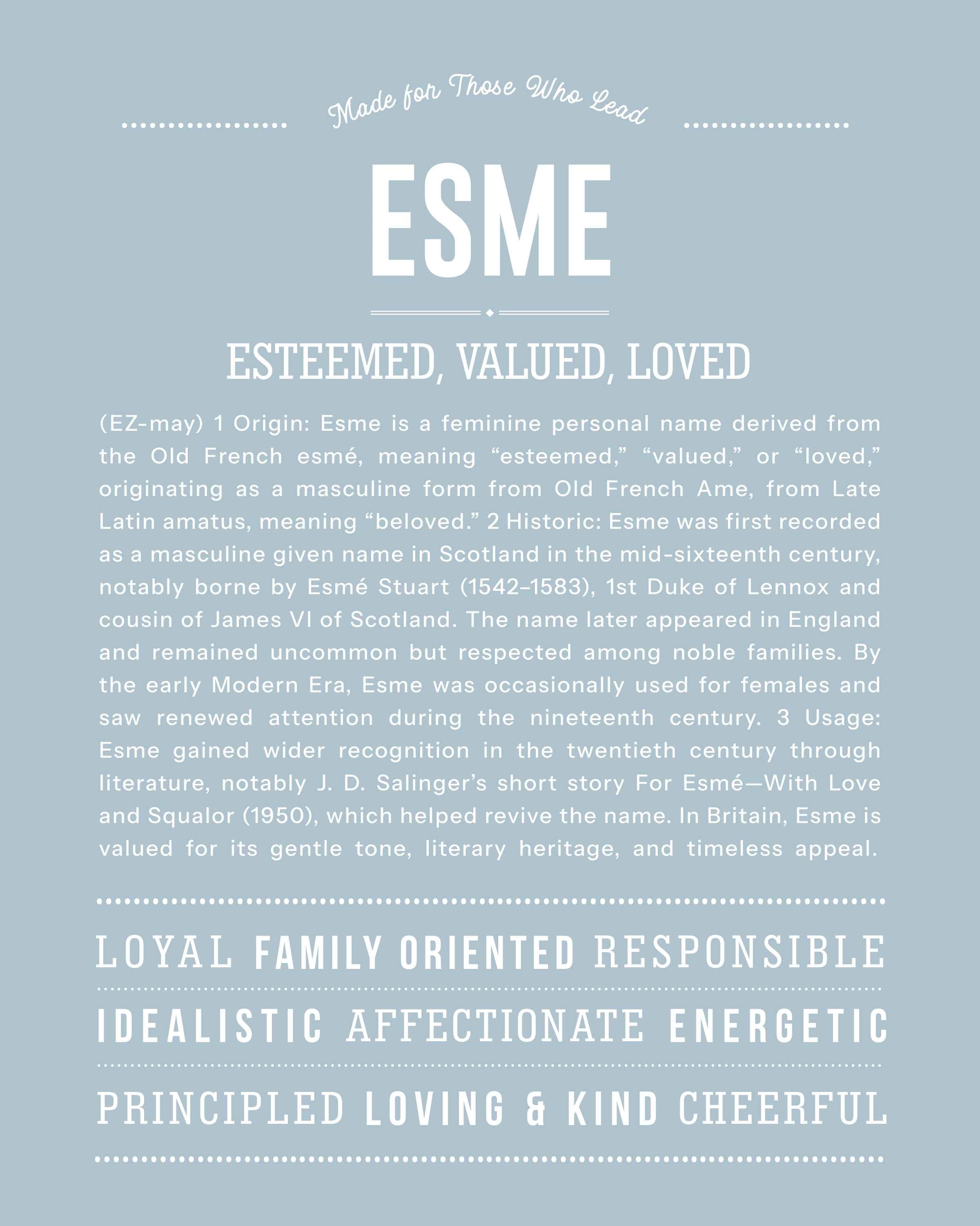 Esme | Personalised Name Meaning Print – Custom Name Art Gift
