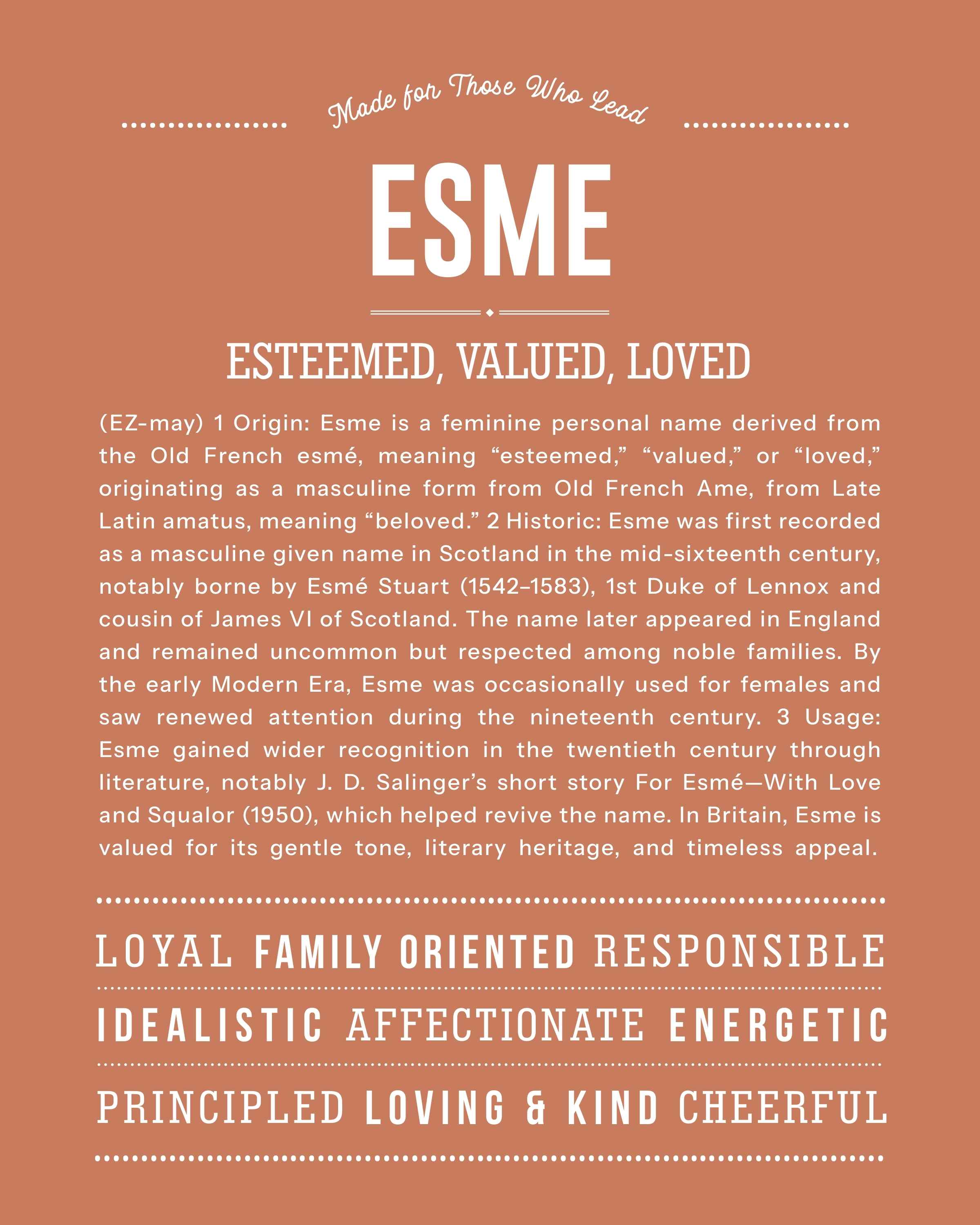 Esme | Personalised Name Meaning Print – Custom Name Art Gift