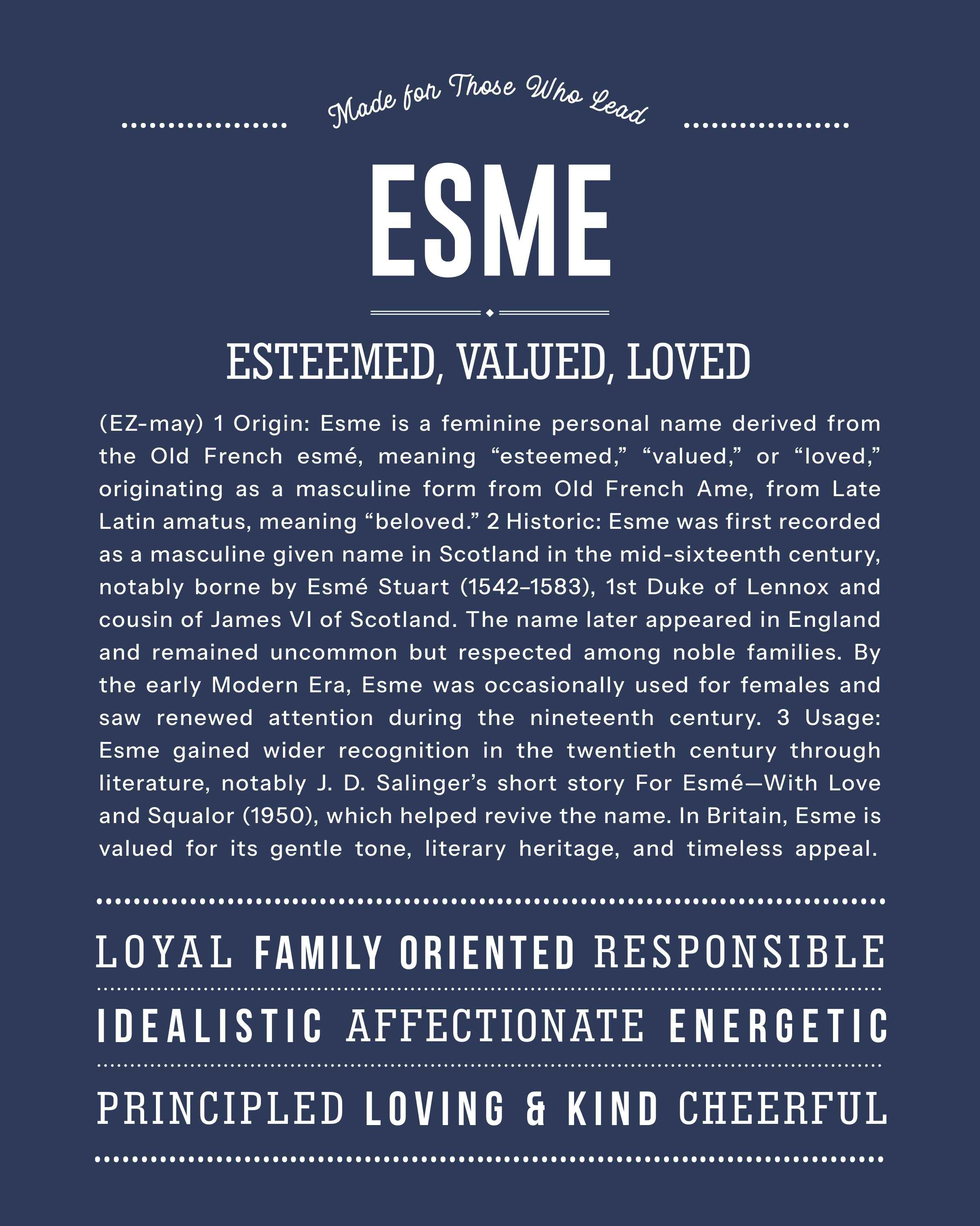 Esme | Personalised Name Meaning Print – Custom Name Art Gift