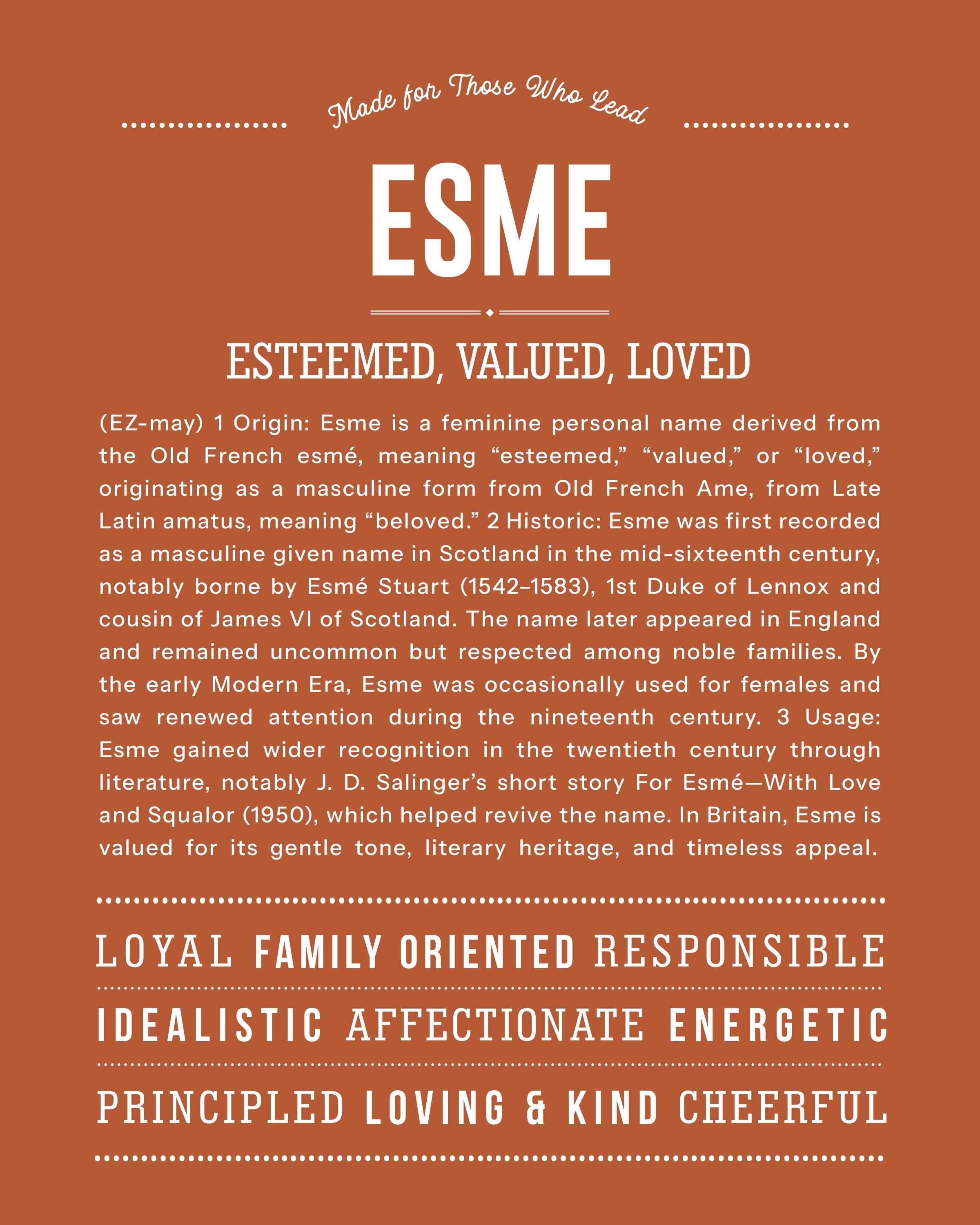 Esme | Personalised Name Meaning Print – Custom Name Art Gift