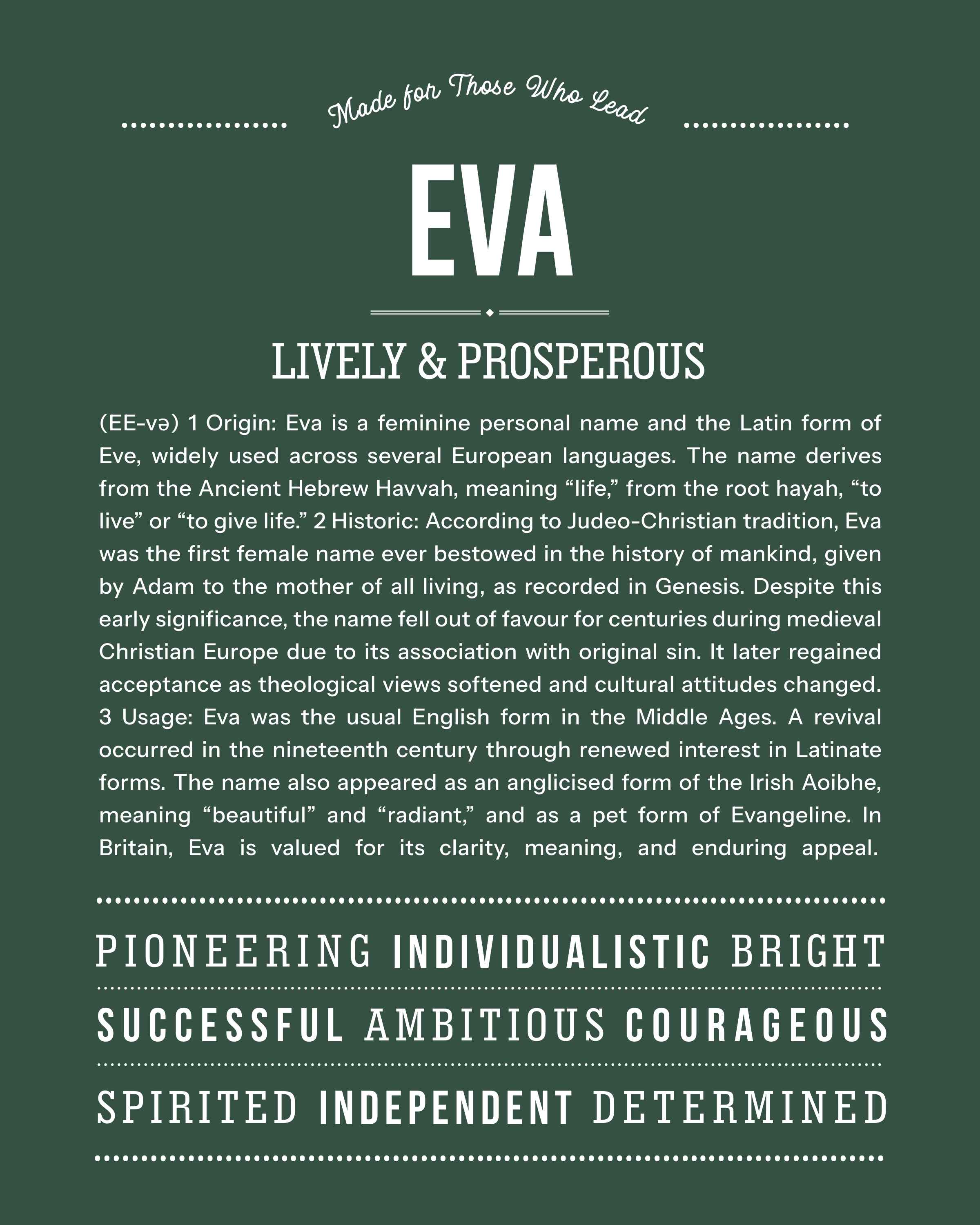 Eva | Personalised Name Meaning Print – Custom Name Art Gift