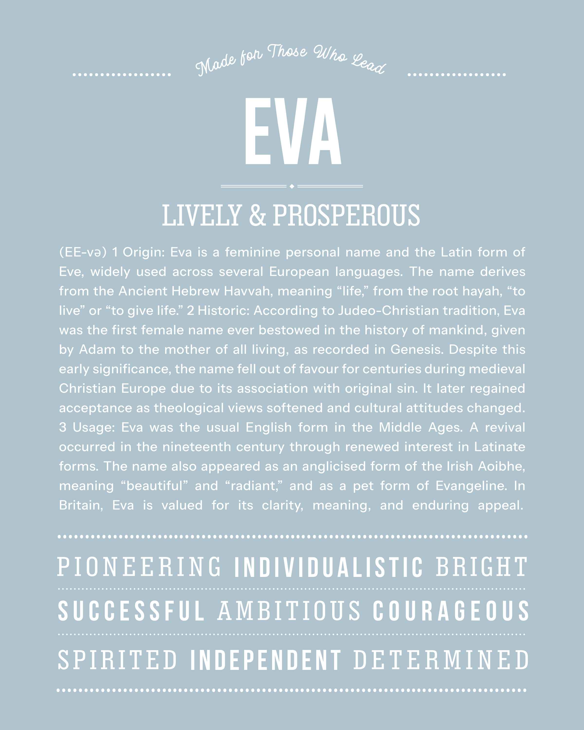 Eva | Personalised Name Meaning Print – Custom Name Art Gift
