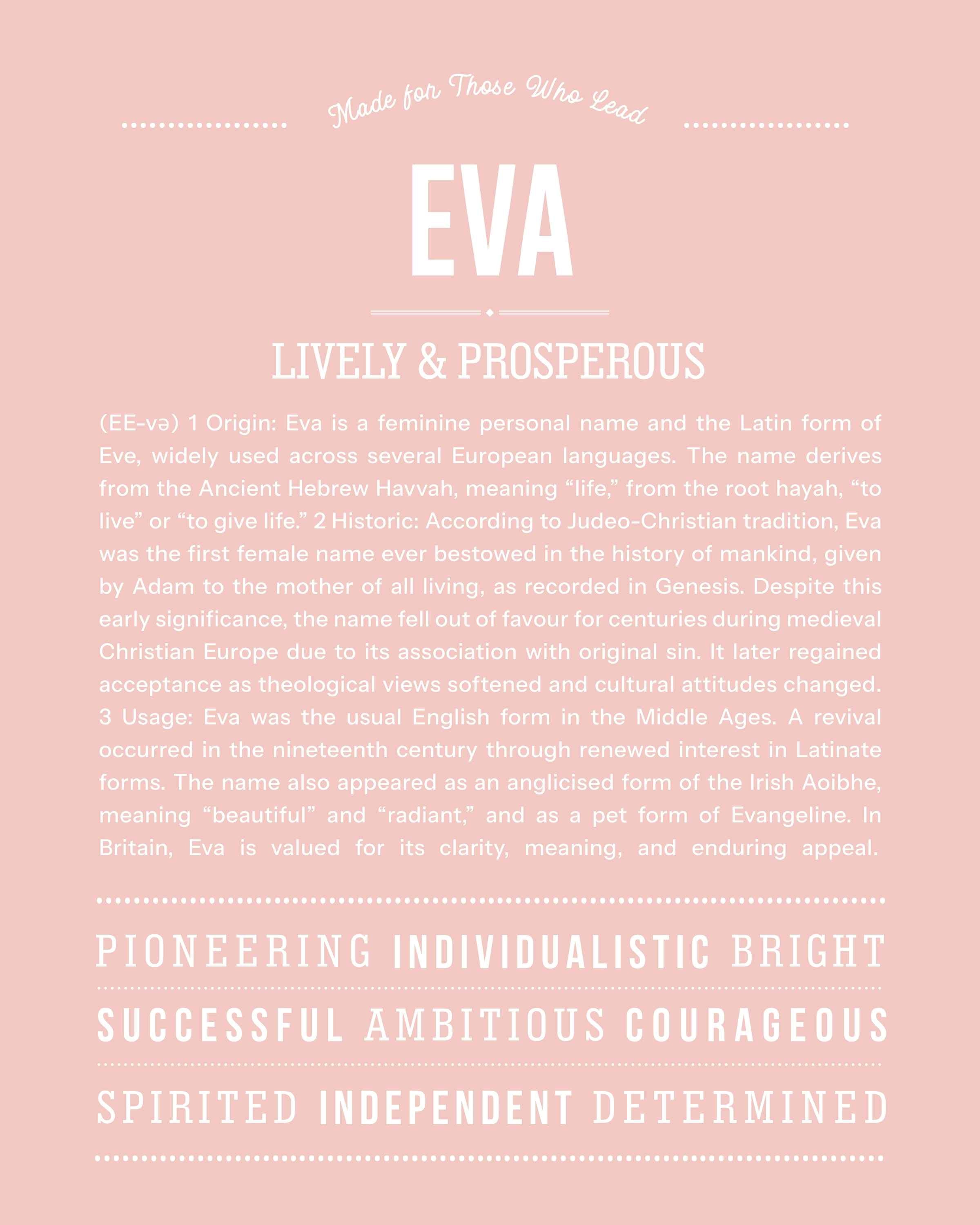 Eva | Personalised Name Meaning Print – Custom Name Art Gift