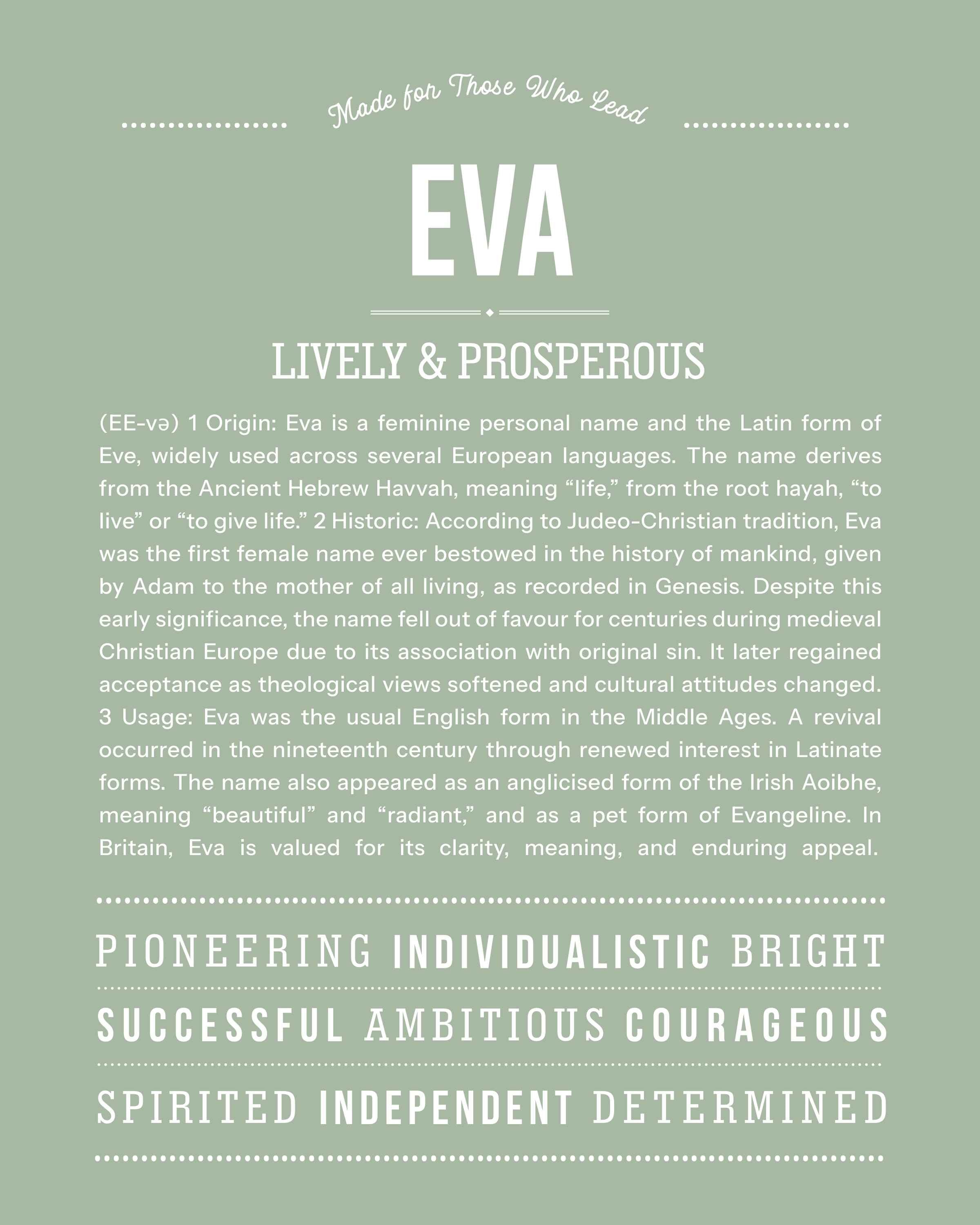 Eva | Personalised Name Meaning Print – Custom Name Art Gift