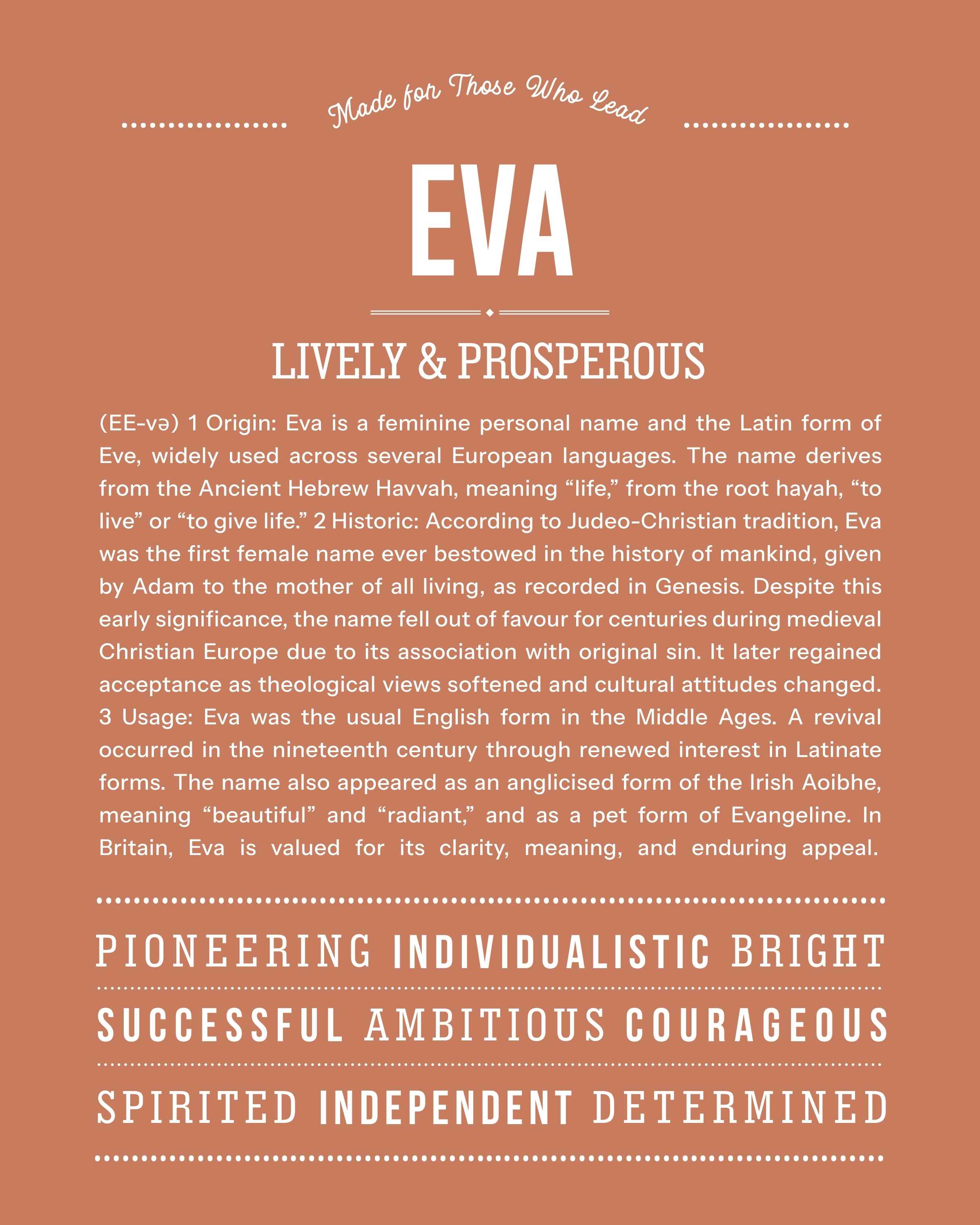Eva | Personalised Name Meaning Print – Custom Name Art Gift