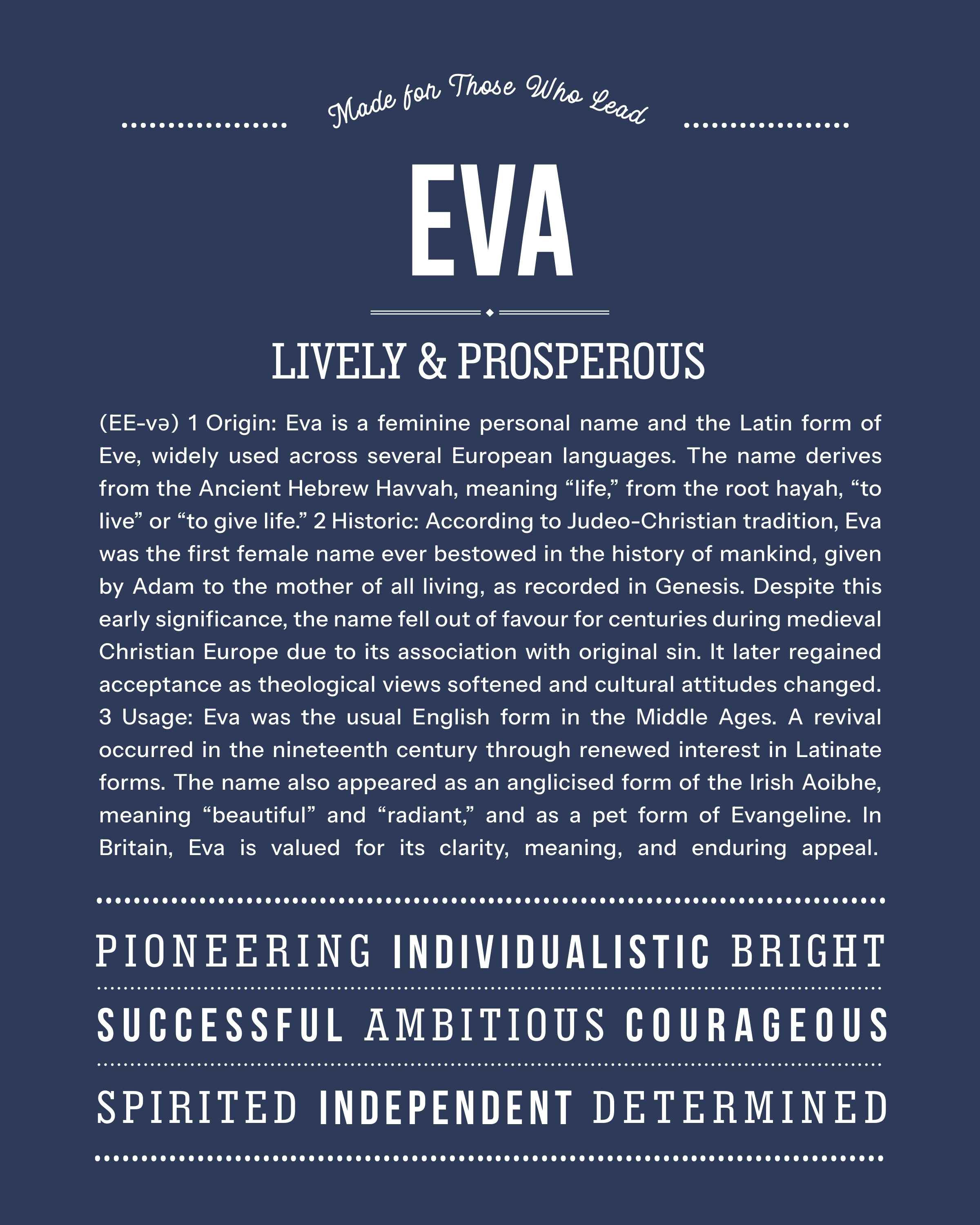 Eva | Personalised Name Meaning Print – Custom Name Art Gift