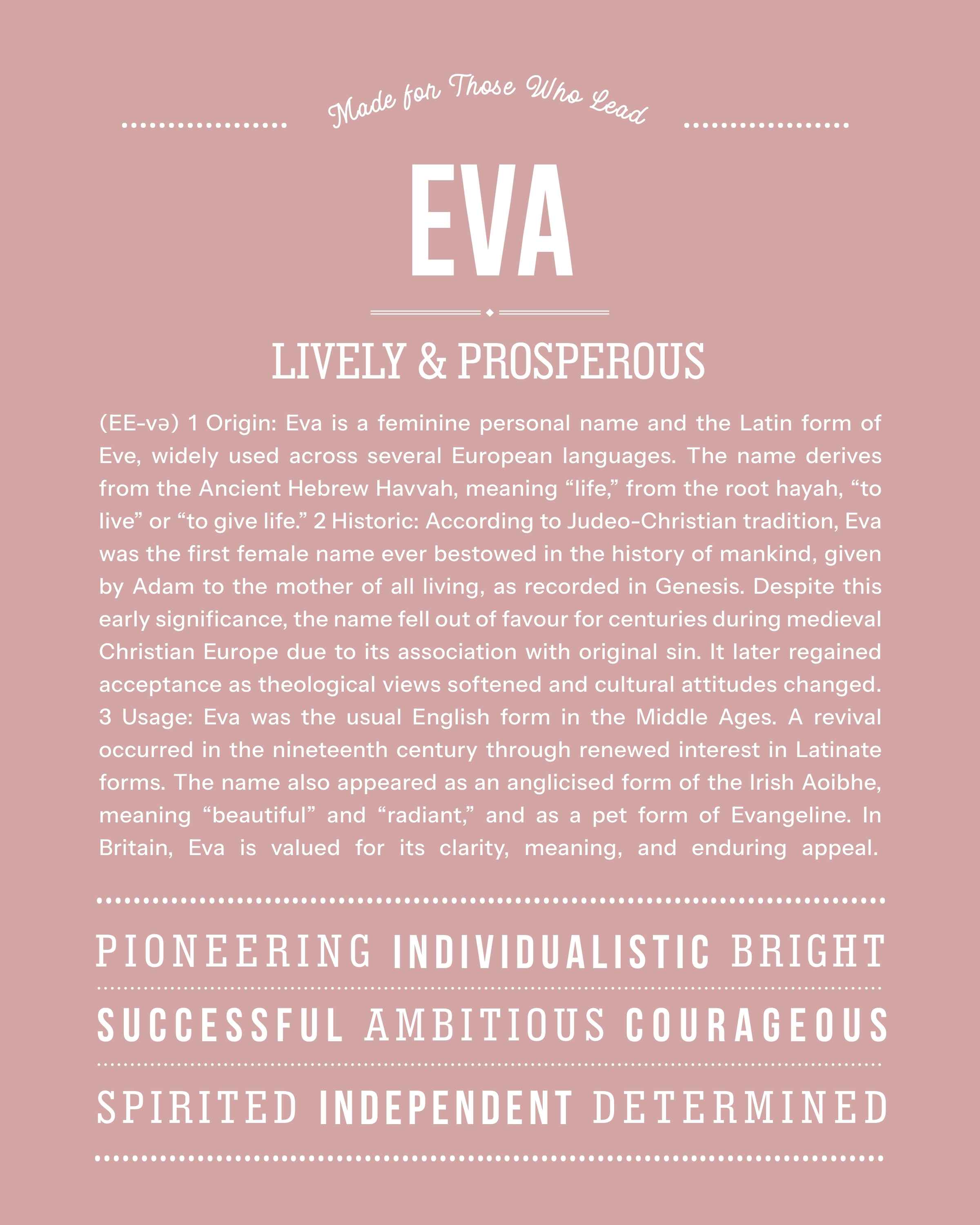 Eva | Personalised Name Meaning Print – Custom Name Art Gift