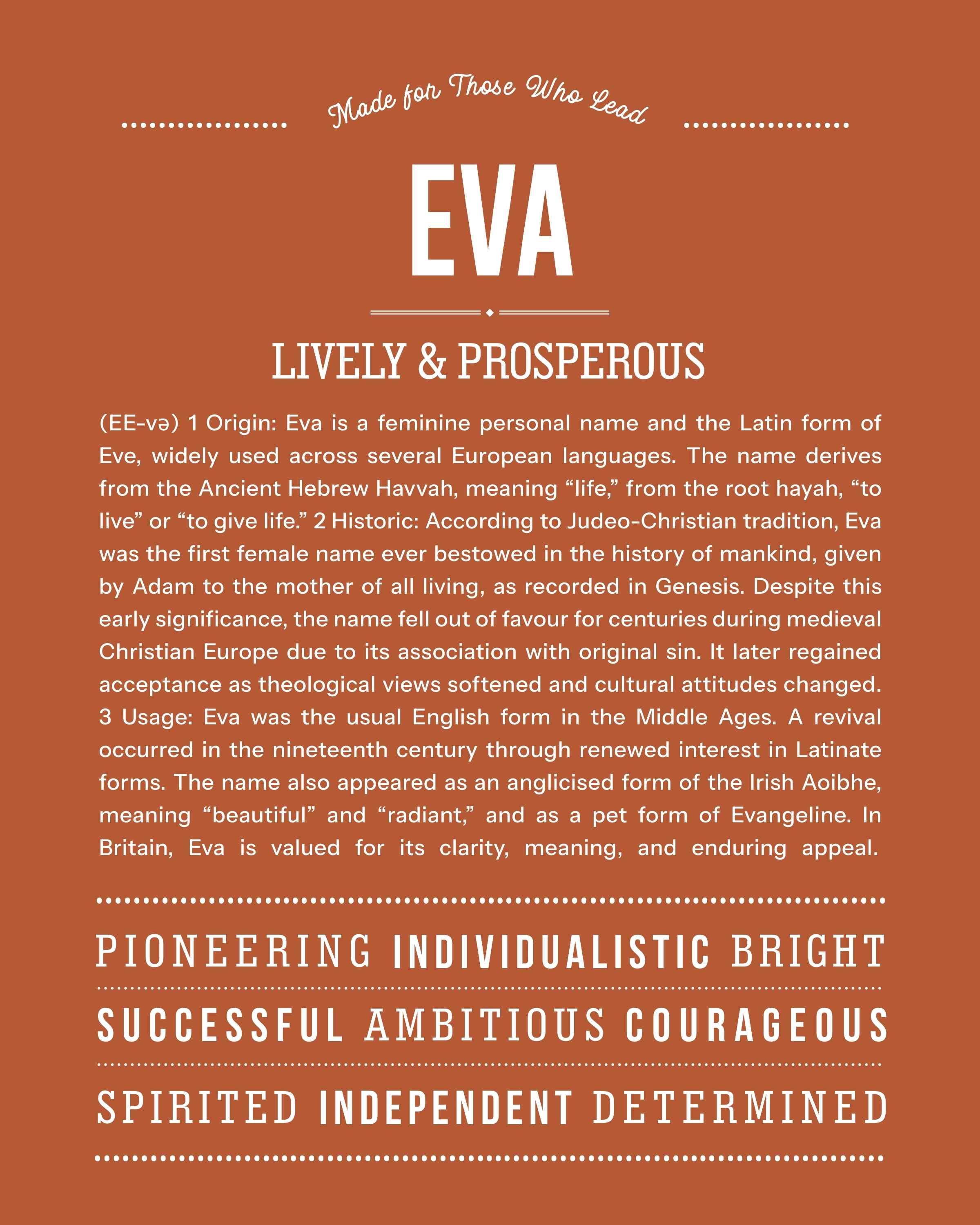 Eva | Personalised Name Meaning Print – Custom Name Art Gift