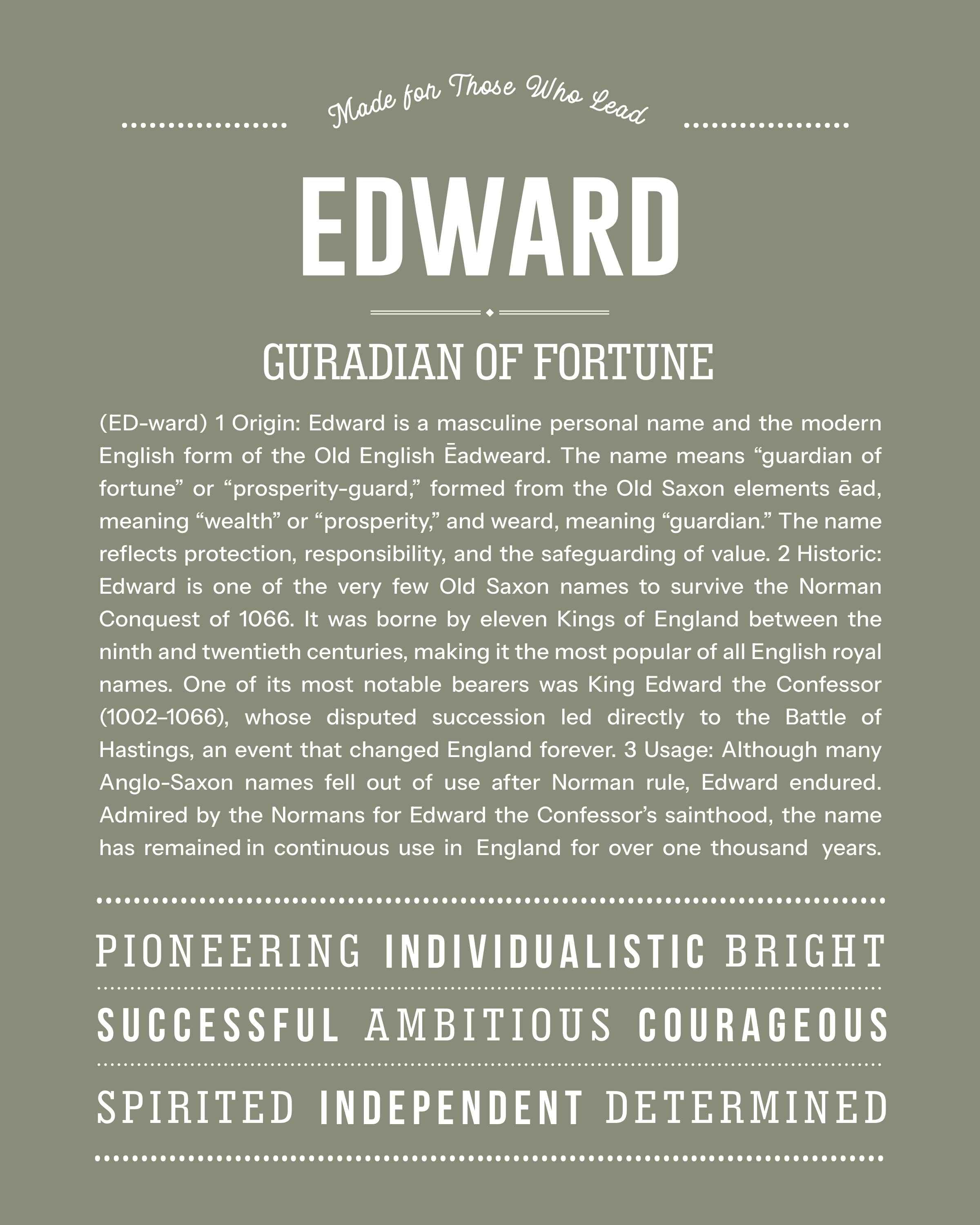 Edward | Personalised Name Meaning Print – Custom Name Art Gift