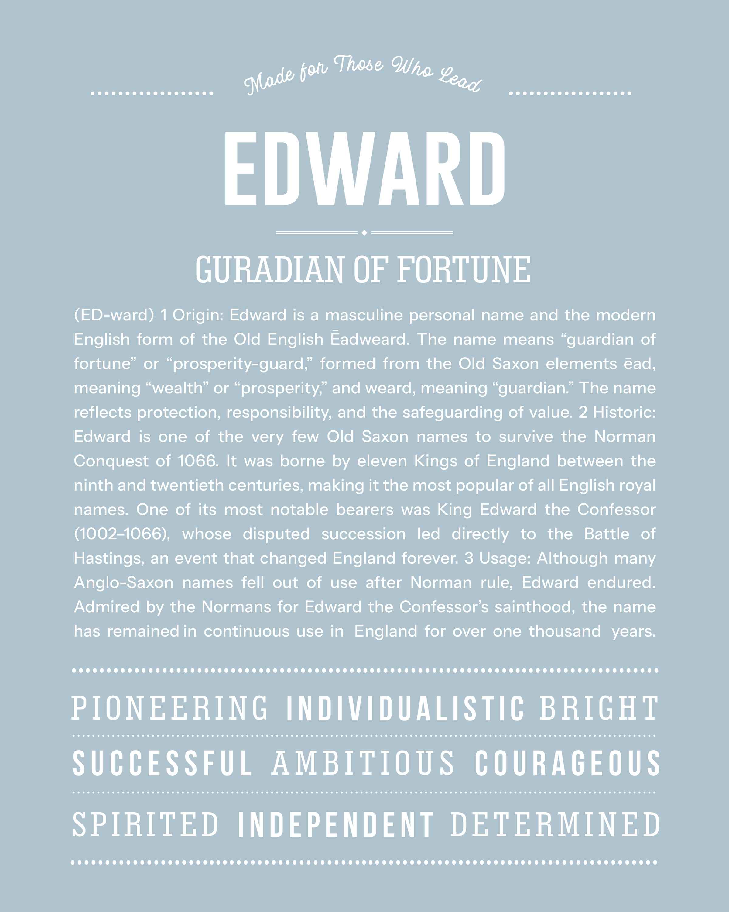 Edward | Personalised Name Meaning Print – Custom Name Art Gift
