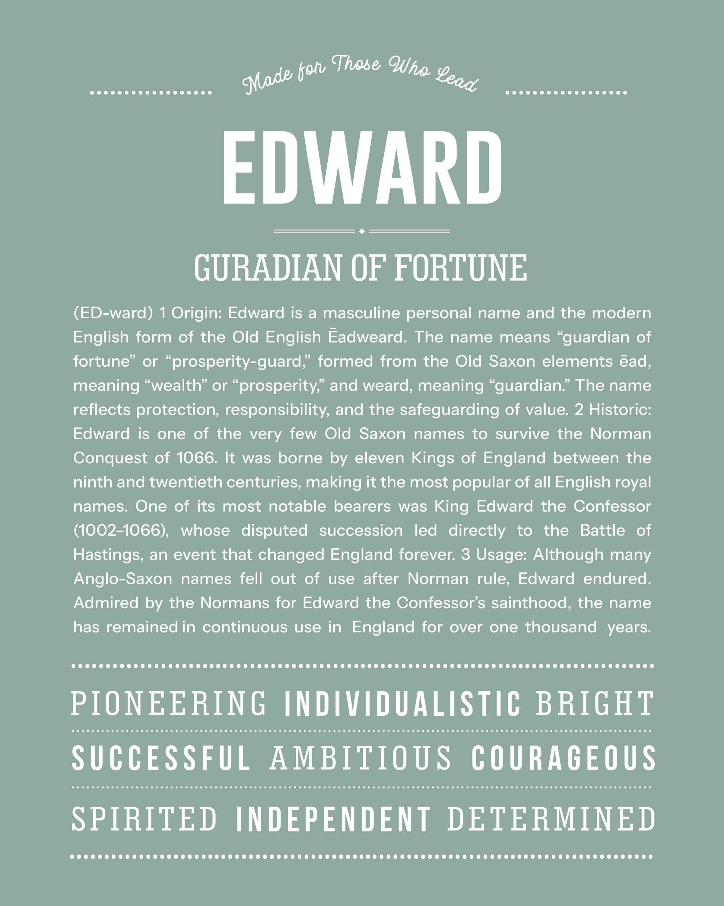 Edward | Personalised Name Meaning Print – Custom Name Art Gift