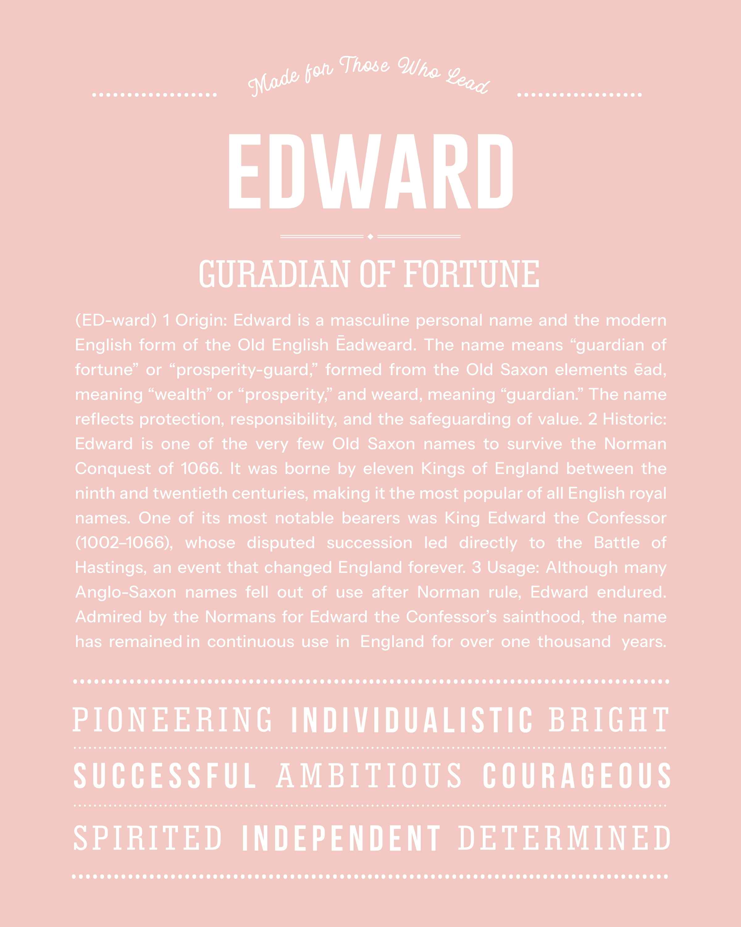 Edward | Personalised Name Meaning Print – Custom Name Art Gift