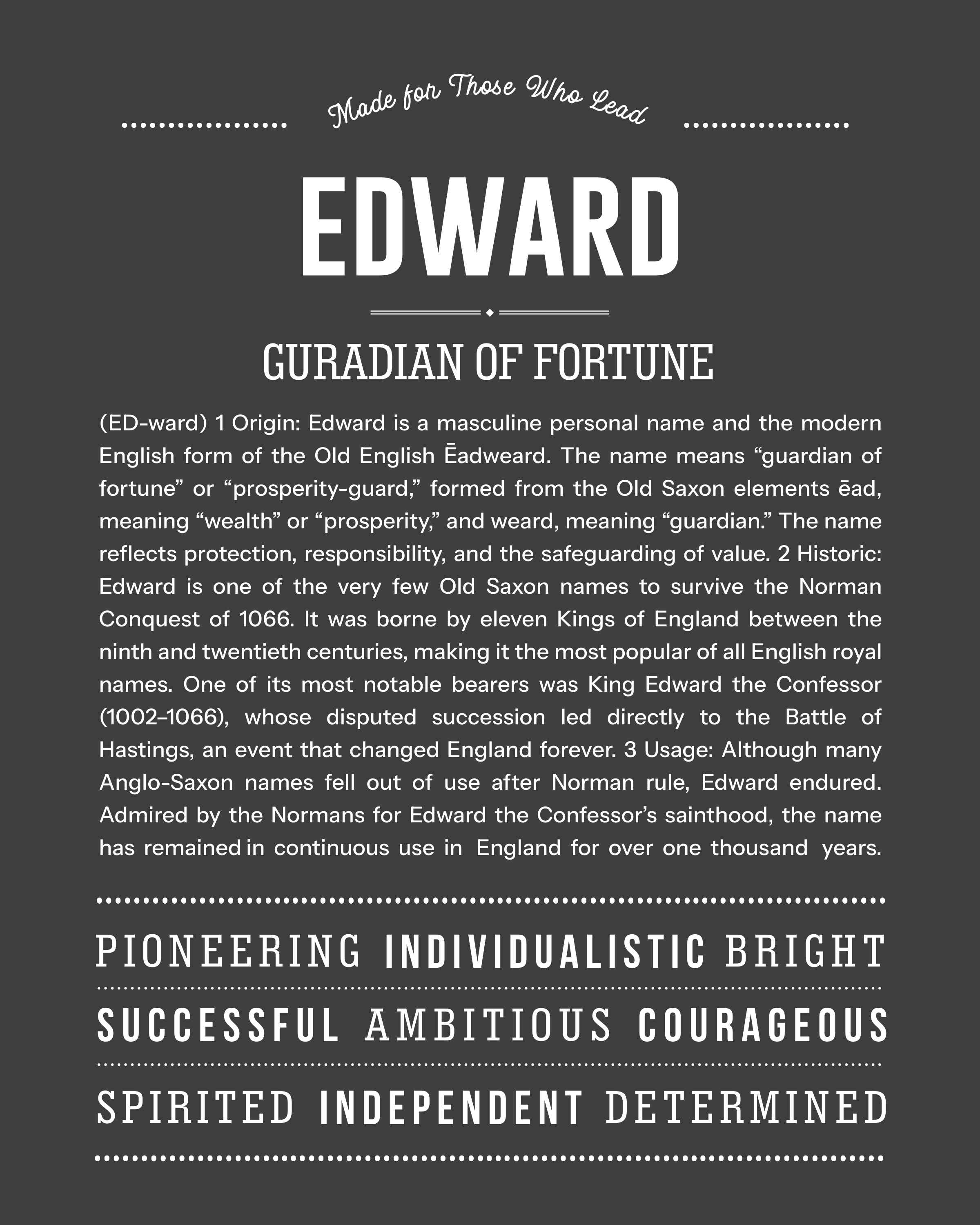 Edward | Personalised Name Meaning Print – Custom Name Art Gift