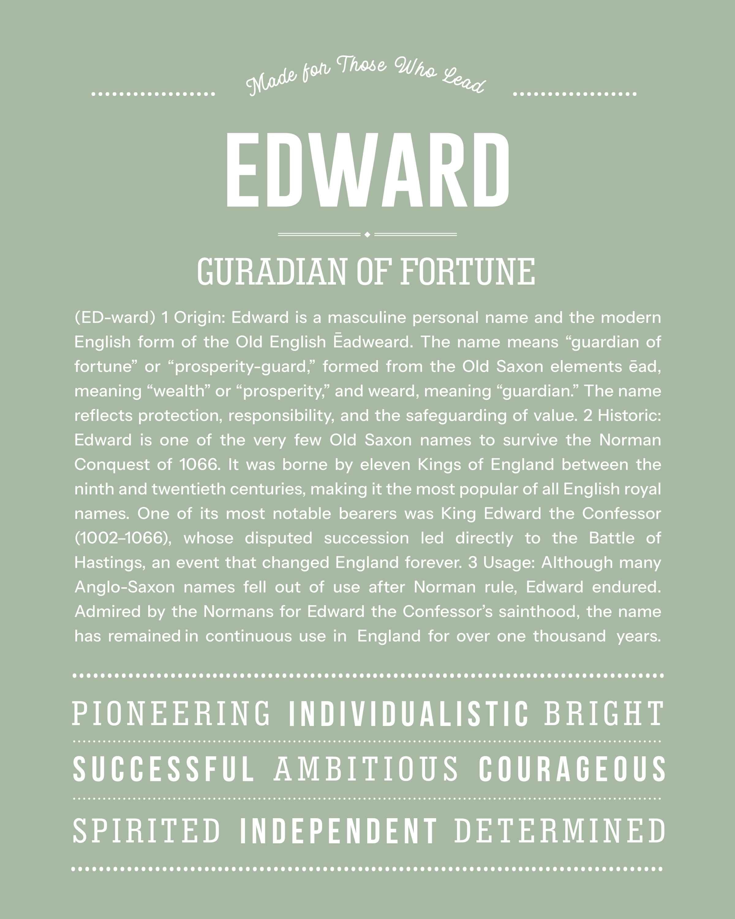 Edward | Personalised Name Meaning Print – Custom Name Art Gift