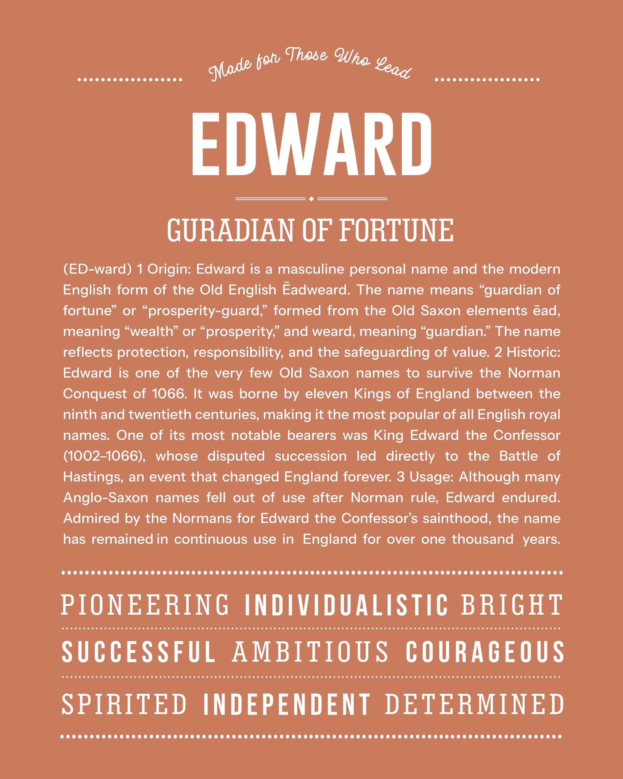 Edward | Personalised Name Meaning Print – Custom Name Art Gift