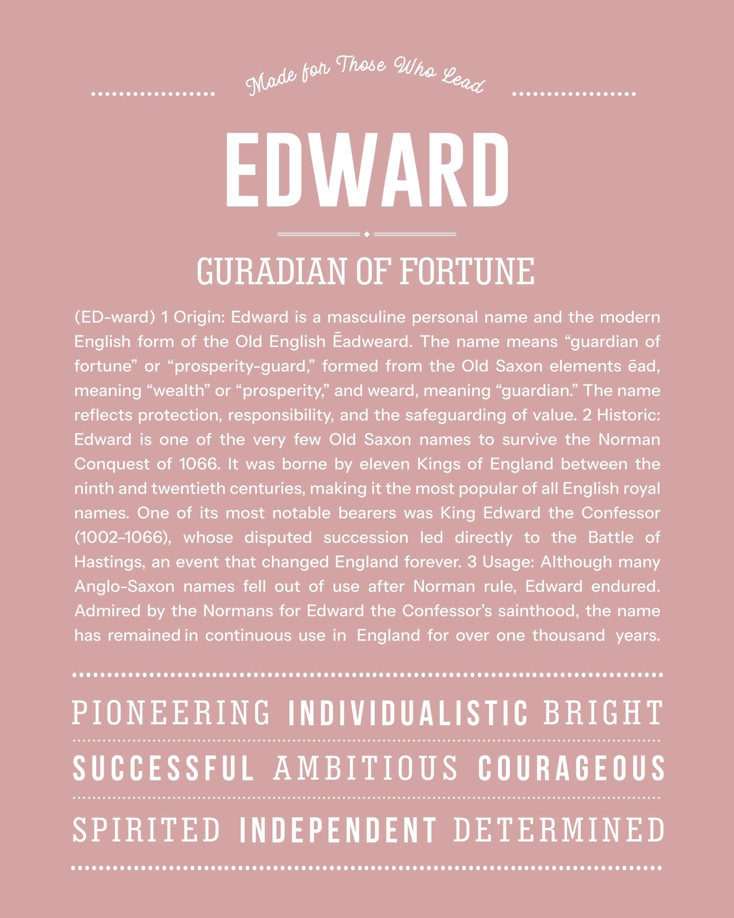 Edward | Personalised Name Meaning Print – Custom Name Art Gift