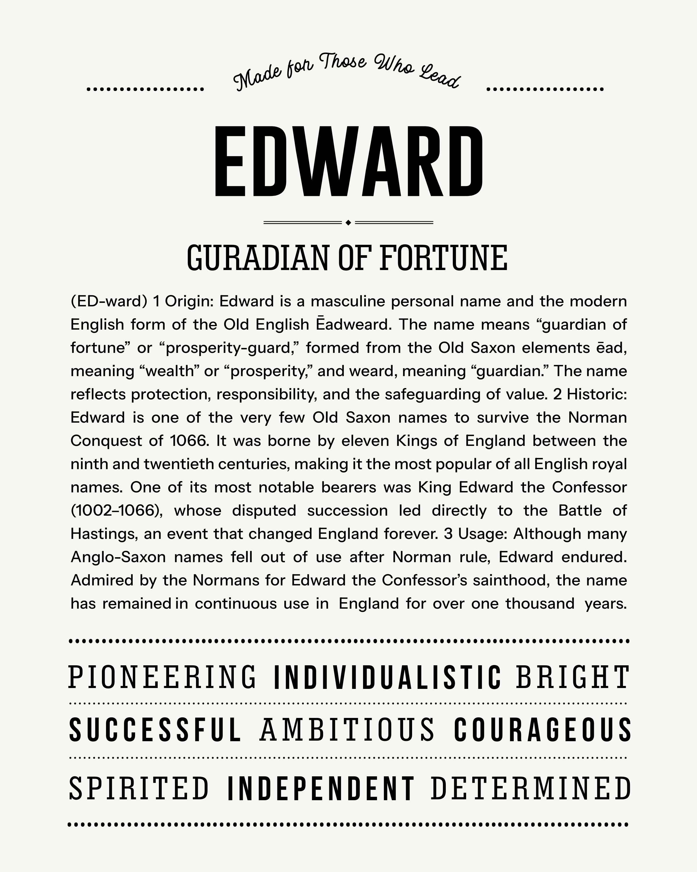 Edward | Personalised Name Meaning Print – Custom Name Art Gift